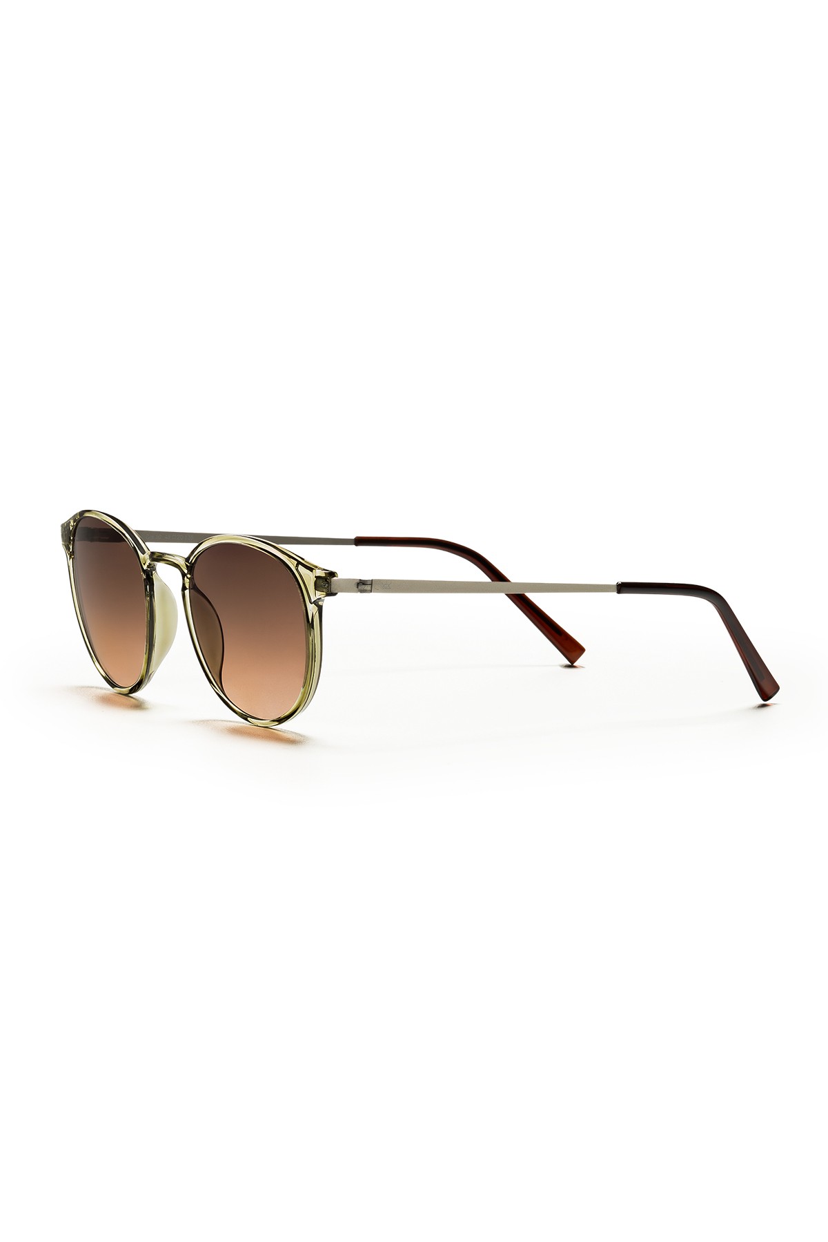 SİTRİN-2362 | Yuvarlak Kemik Asetat UV400 Unisex Güneş Gözlüğü - Haki