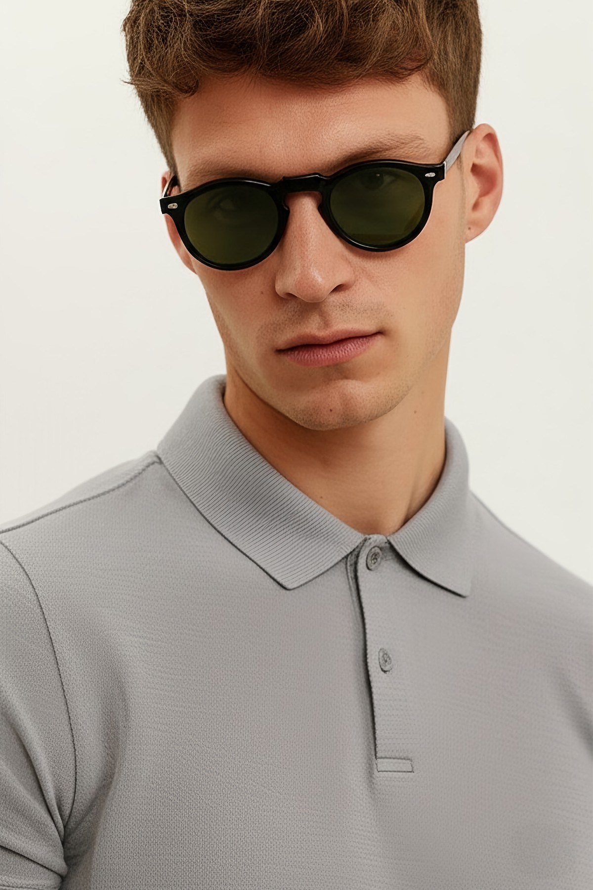 4006 | Yuvarlak Asetat Polarize Unisex Güneş Gözlüğü - Siyah