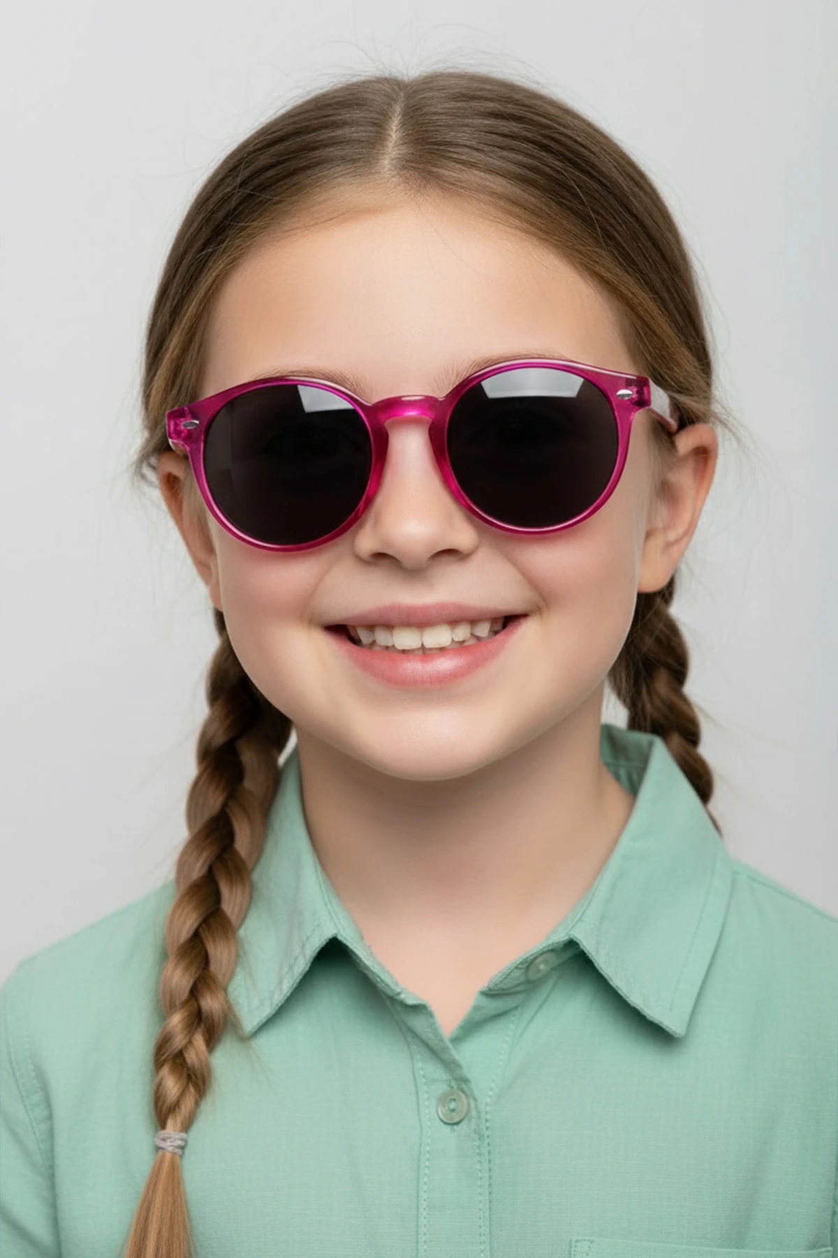 1058 ( 5-12 Yaş ) | Yuvarlak Kemik Çocuk Polarize Güneş Gözlüğü - Pembe