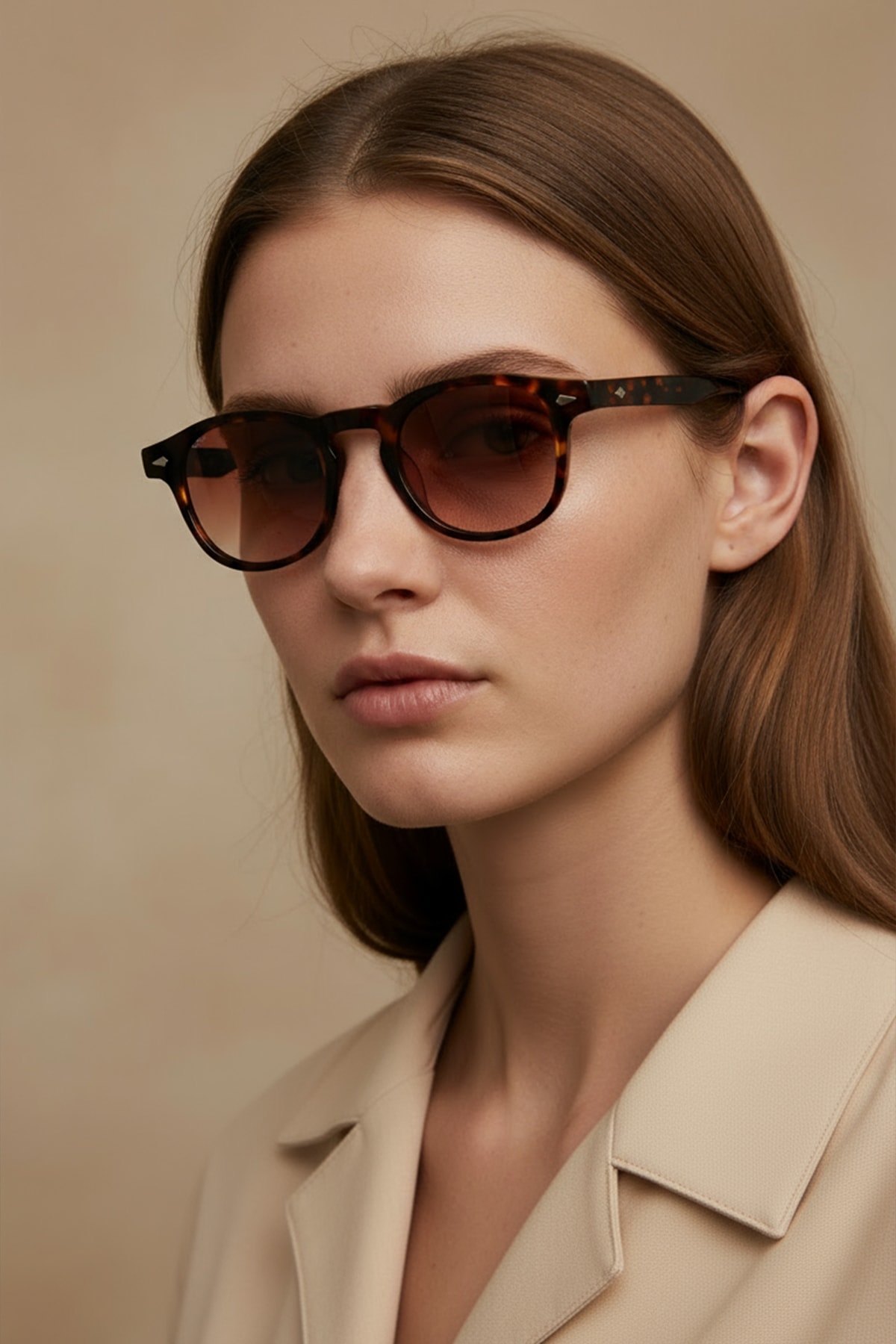 4007 | Oval Asetat Polarize Unisex Güneş Gözlüğü - Leopar