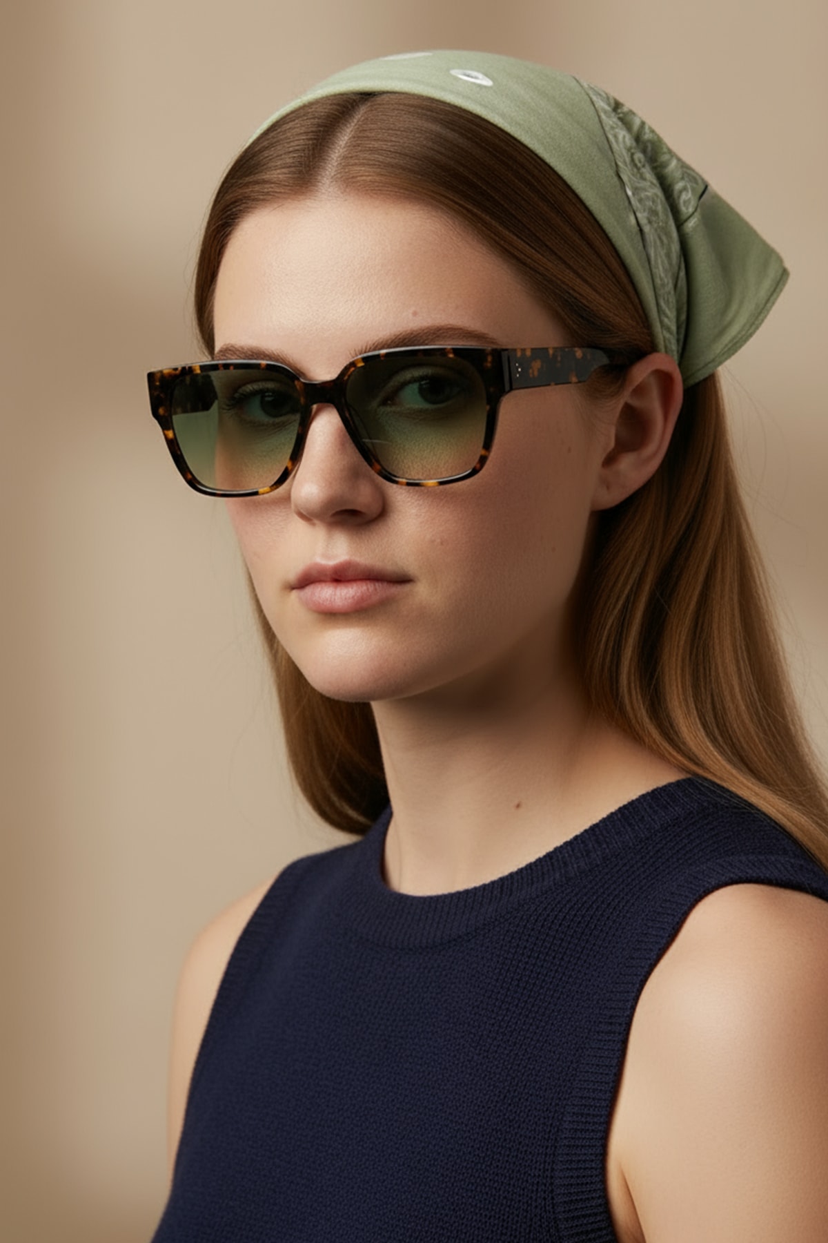 4011 | Kare Asetat Polarize Unisex Güneş Gözlüğü - Leopar