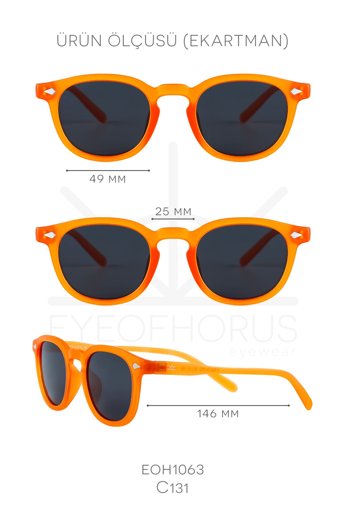 1063 | Kare Kemik Polarize Unisex Güneş Gözlüğü - Mat Turuncu