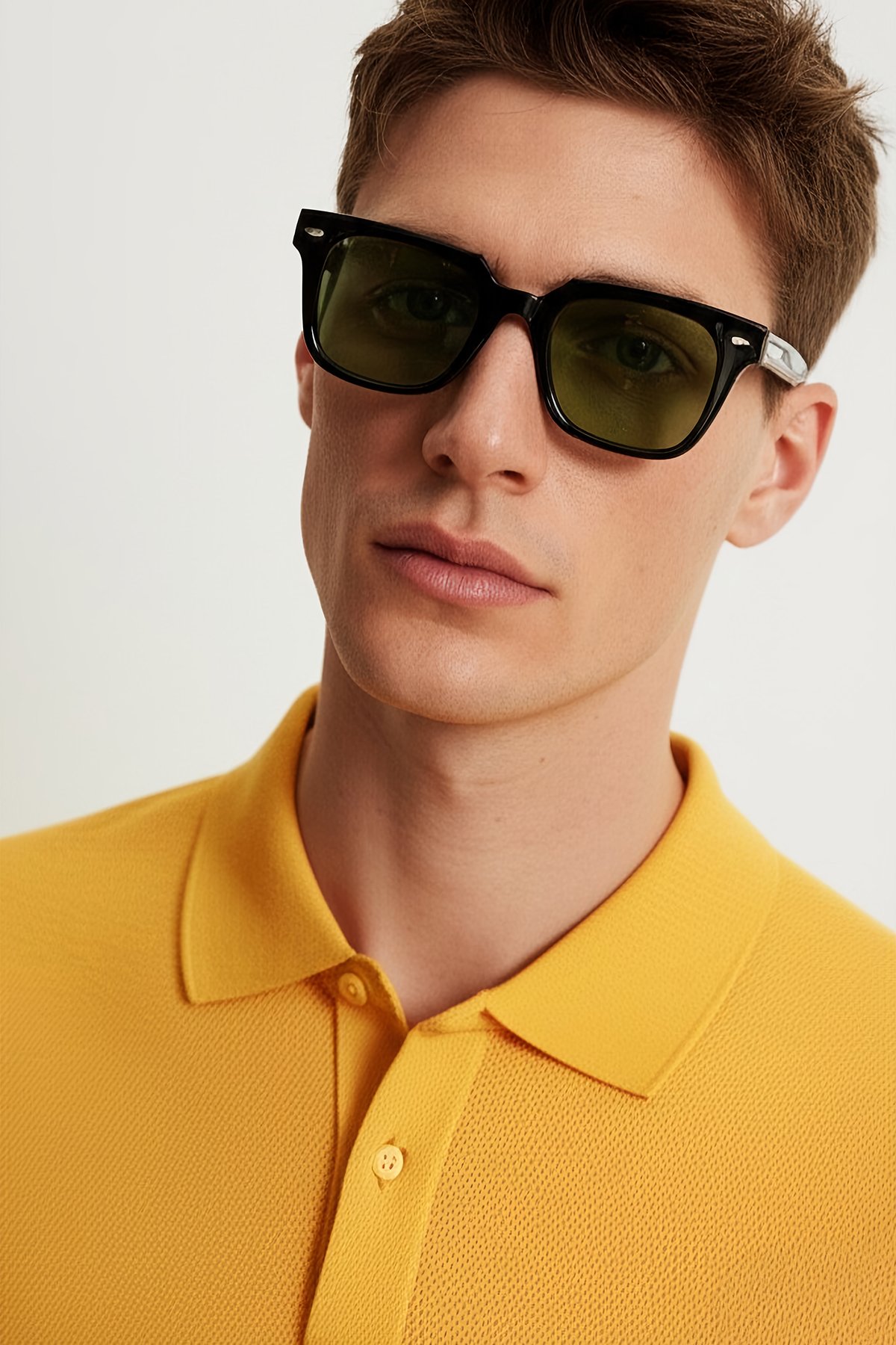 4009 | Kare Asetat Polarize Unisex Güneş Gözlüğü - Siyah