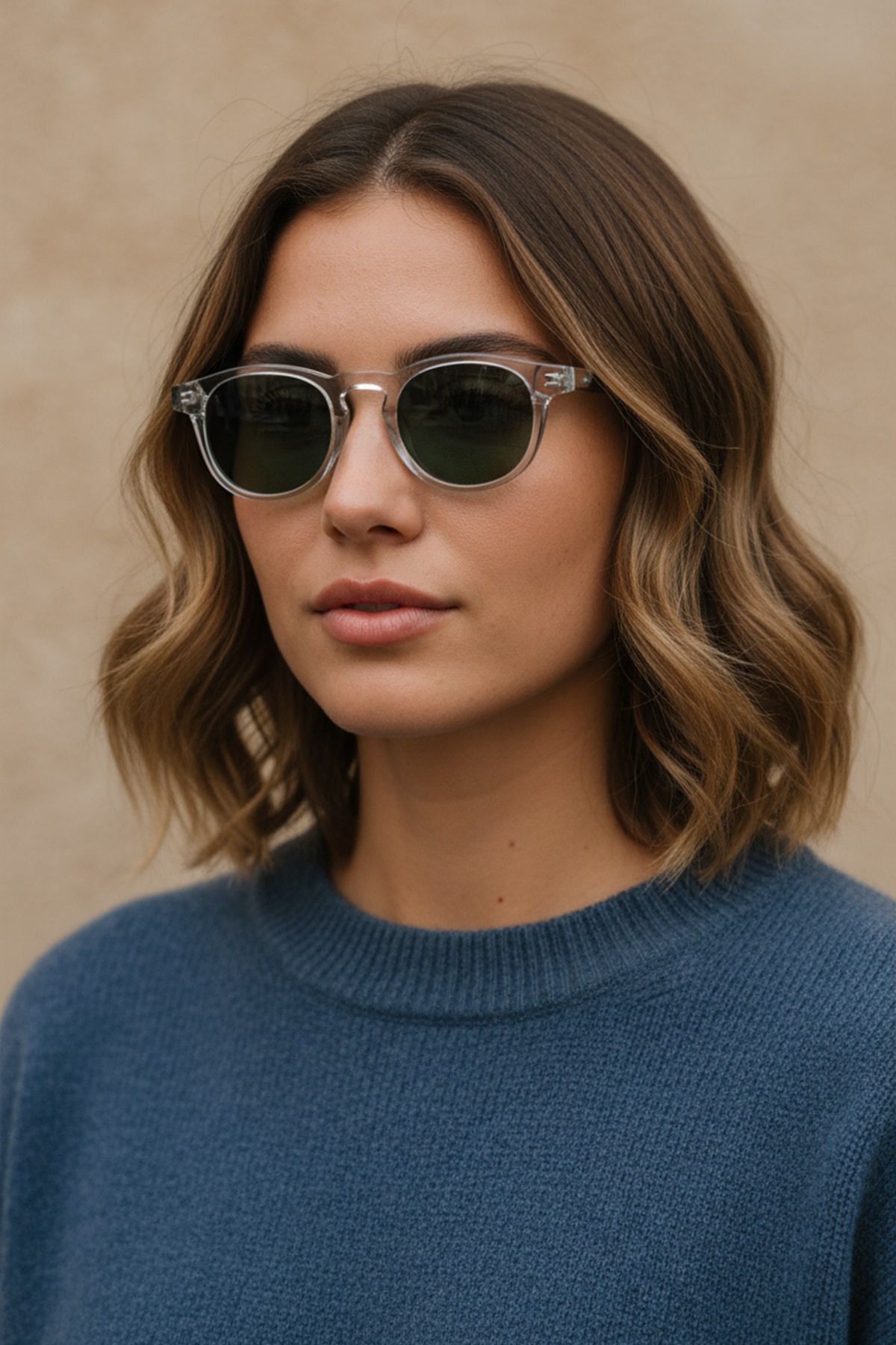 4007 | Oval Asetat Polarize Unisex Güneş Gözlüğü - Açık Gri