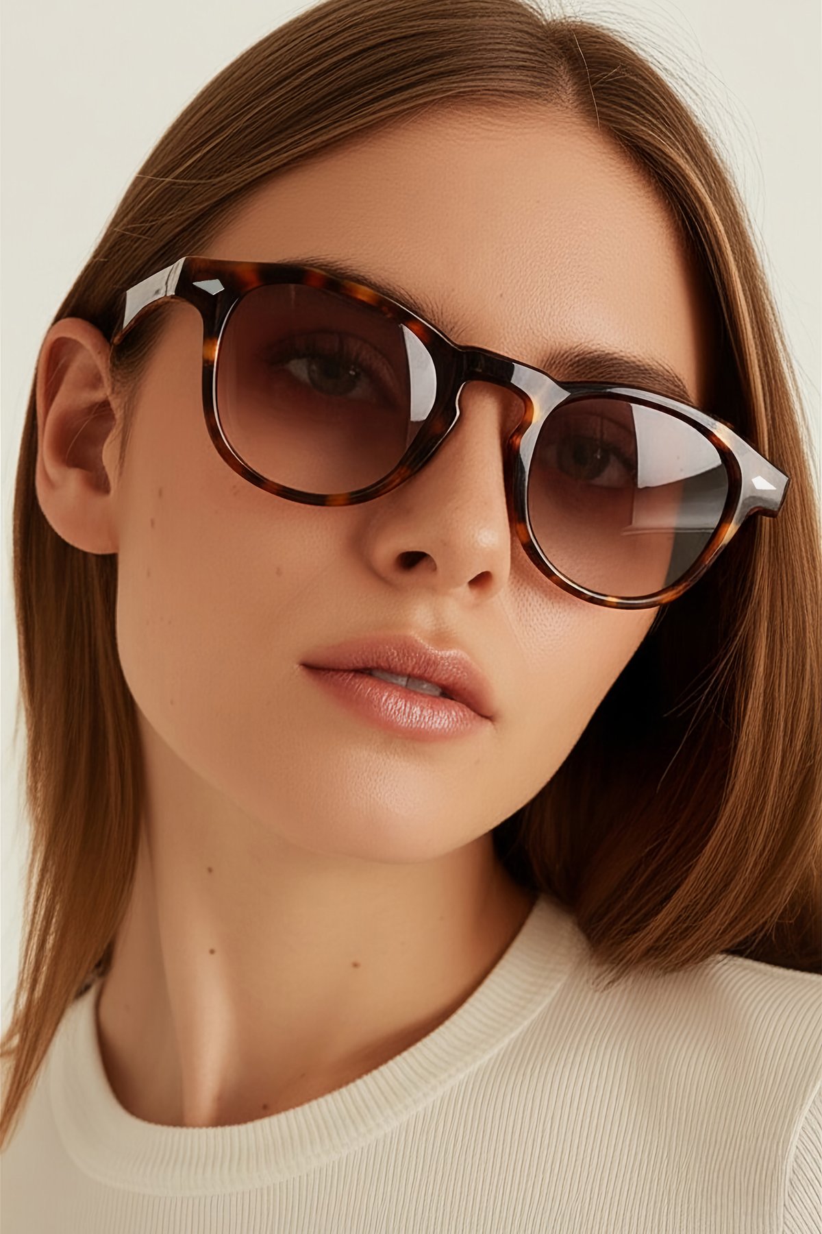 4007 | Oval Asetat Polarize Unisex Güneş Gözlüğü - Leopar