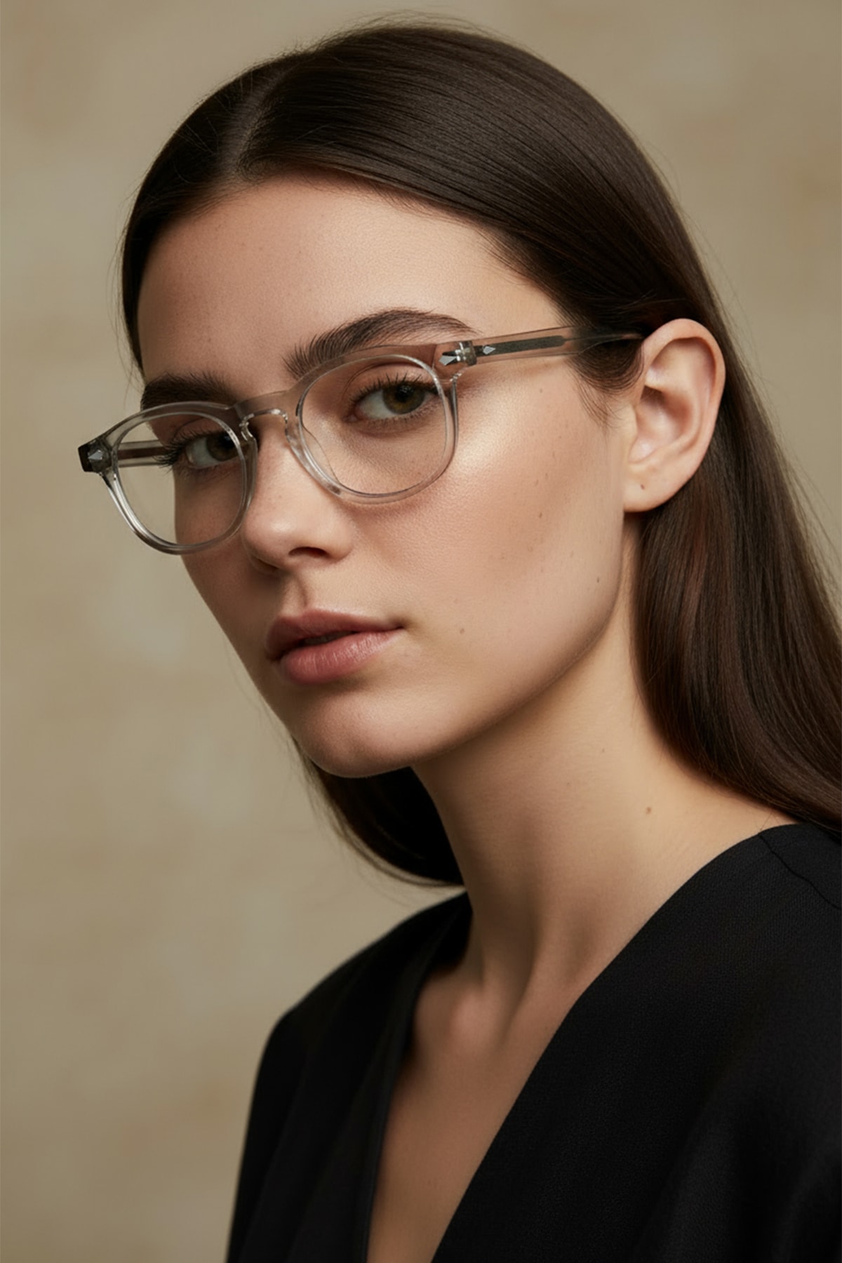 4007-M | Oval Asetat Mavi Işık Koruyucu Gözlüğü - Açık Gri