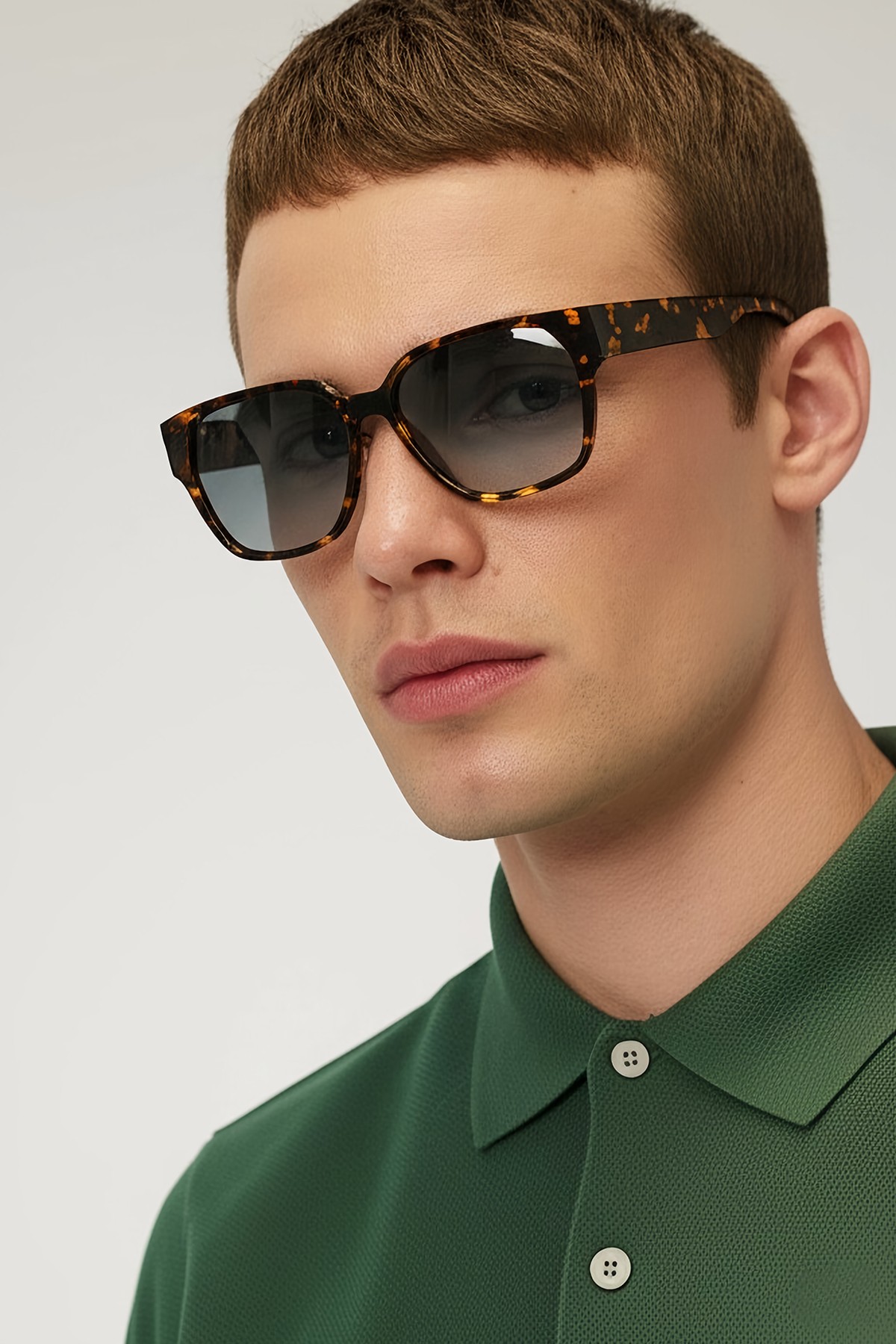 4011 | Kare Asetat Polarize Unisex Güneş Gözlüğü - Leopar