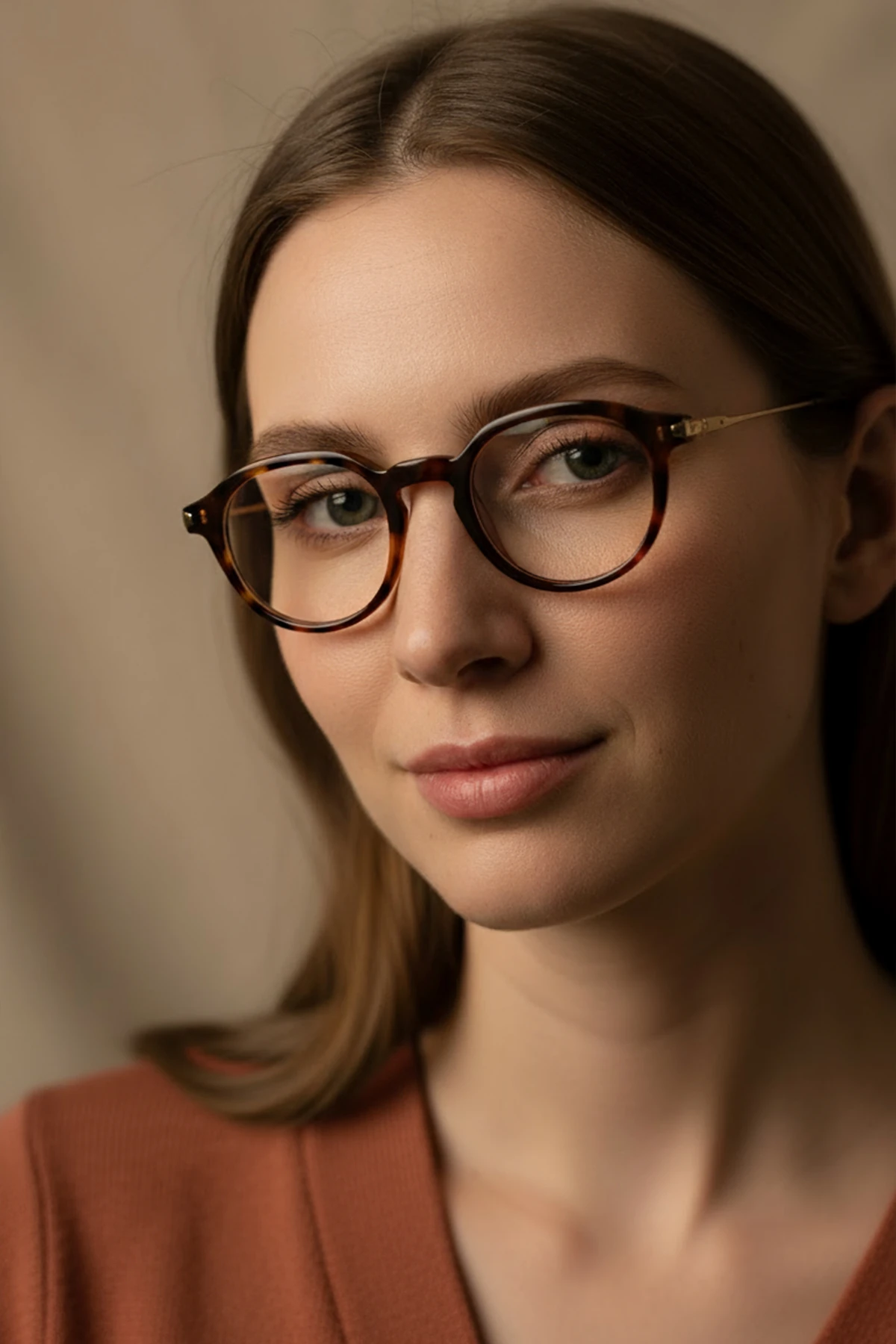 4005-M | Yuvarlak Asetat Mavi Işık Koruyucu Gözlüğü - Leopar