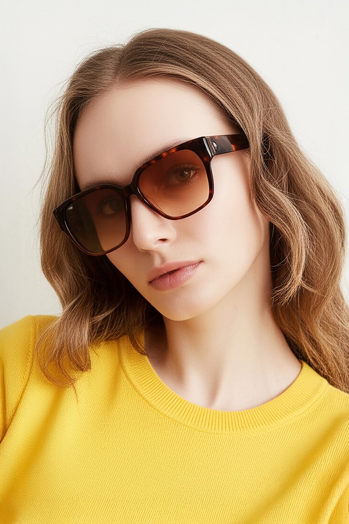 4011 | Kare Asetat Polarize Unisex Güneş Gözlüğü - Kahverengi