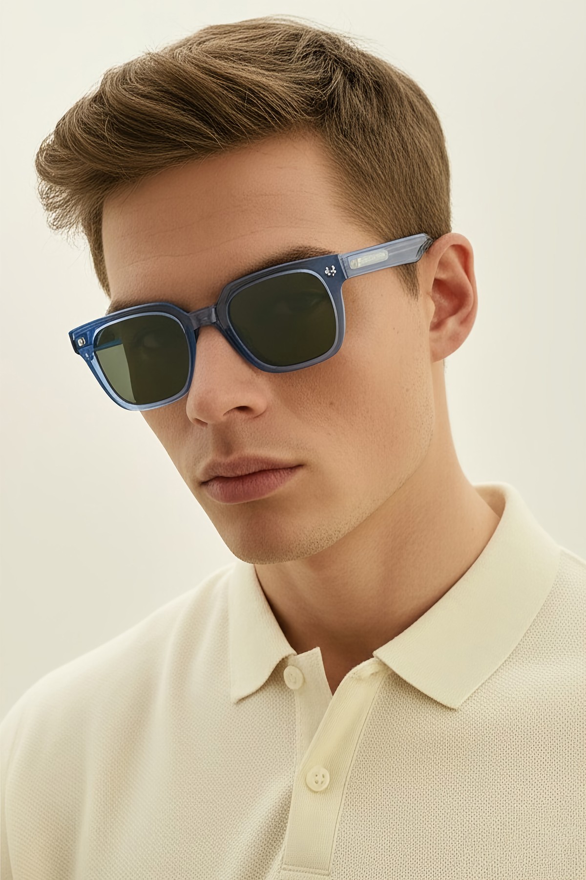 4009 | Kare Asetat Polarize Unisex Güneş Gözlüğü - Mavi