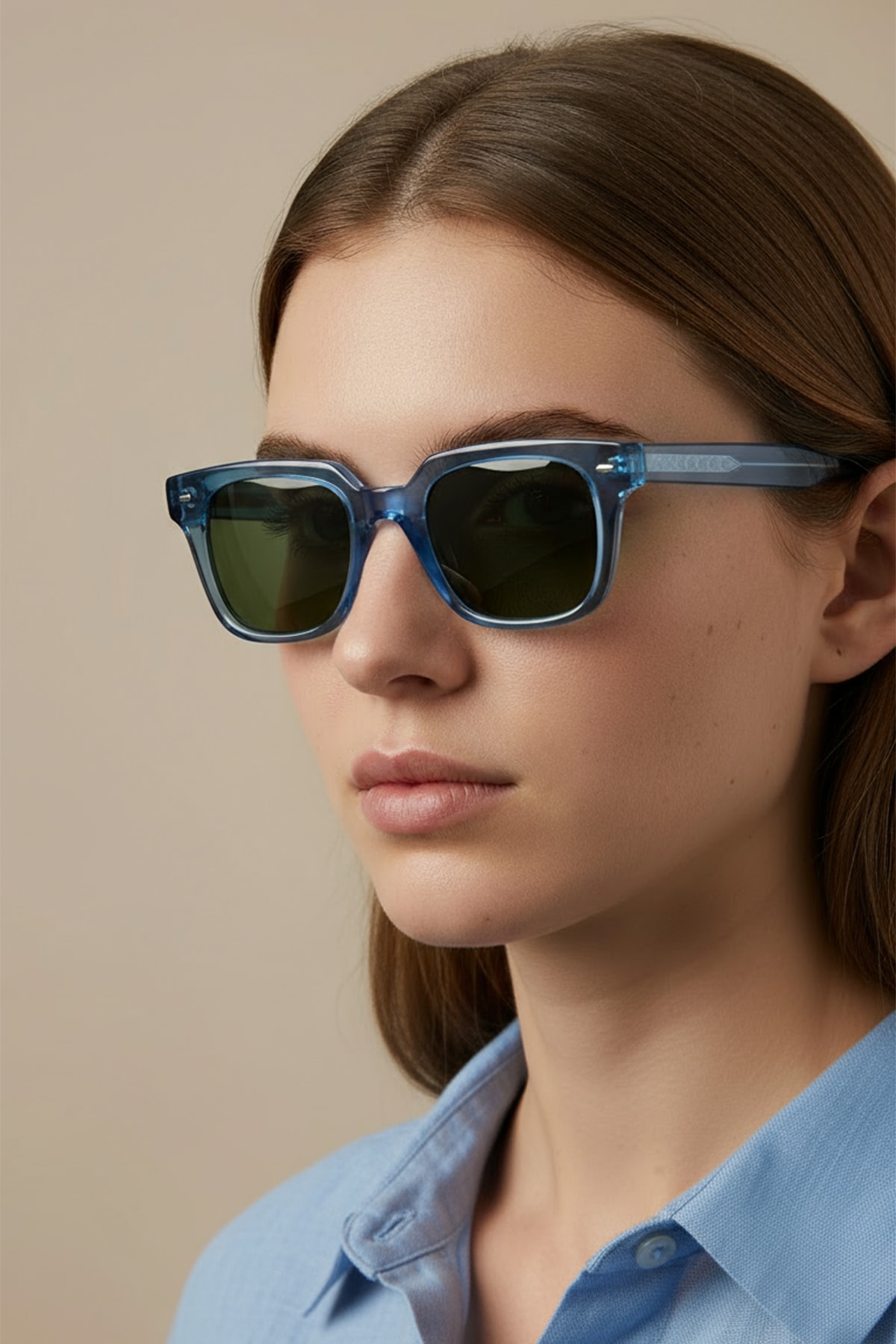 4009 | Kare Asetat Polarize Unisex Güneş Gözlüğü - Mavi