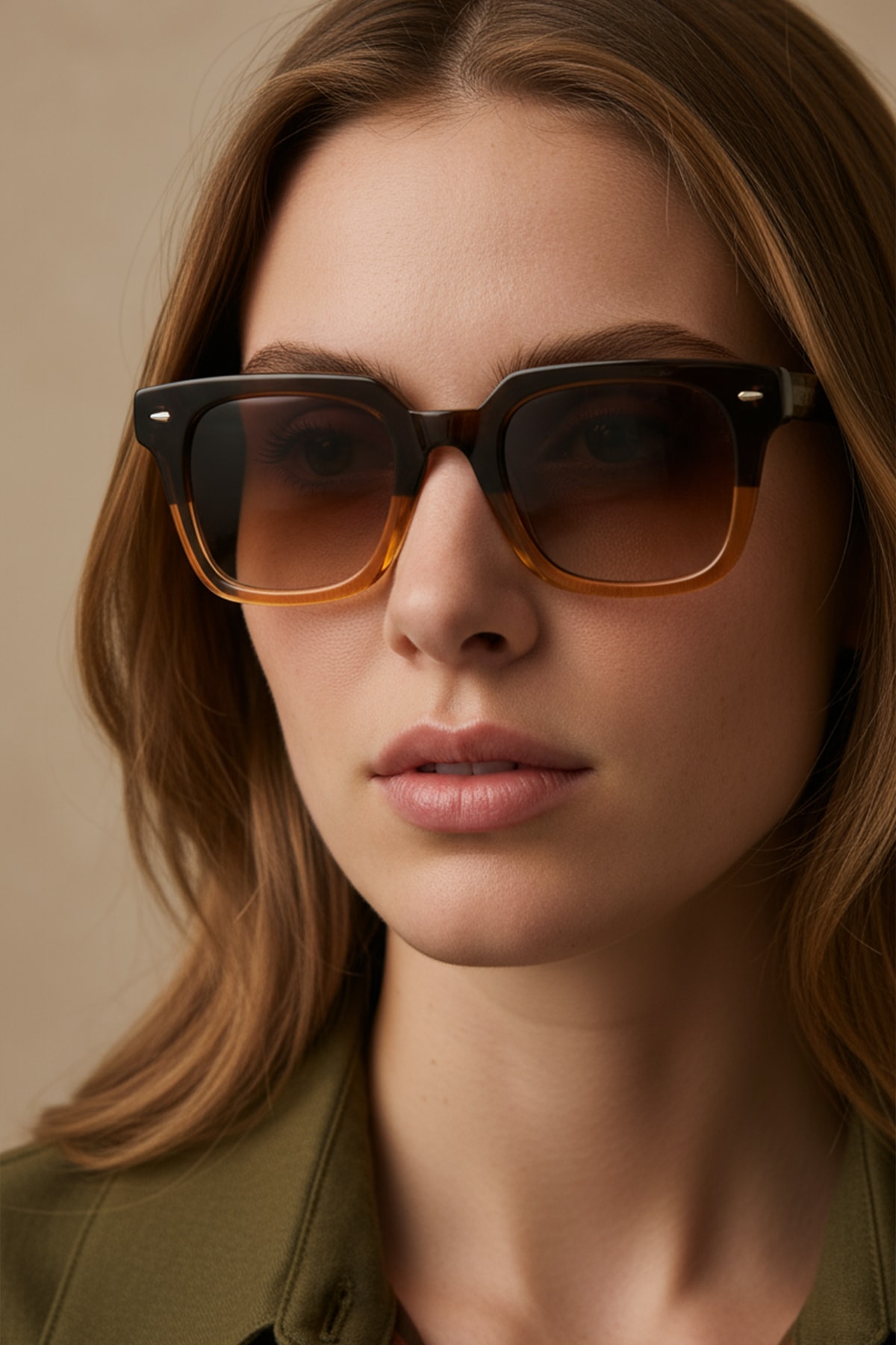 4009 | Kare Asetat Polarize Unisex Güneş Gözlüğü - Kahverengi