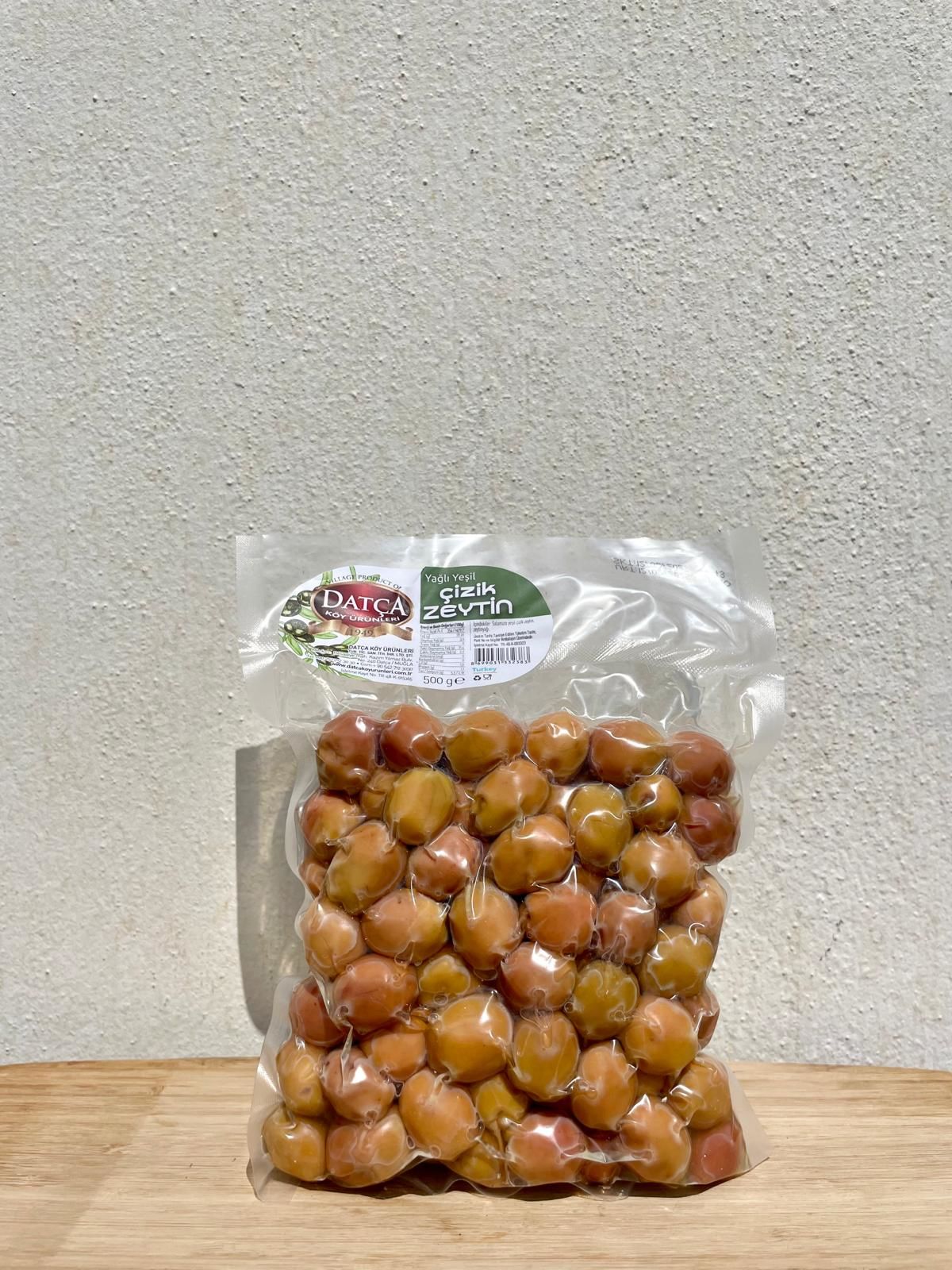 Yağlı Yeşil Çizik Zeytin (Vakumlu) 500gr