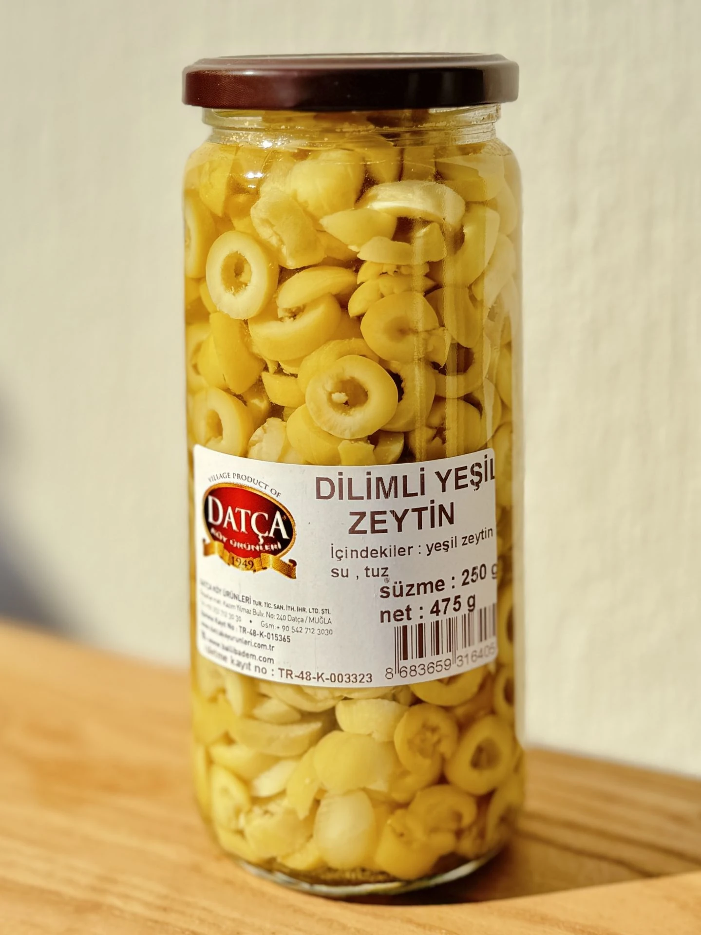 Datça Dilimli Yeşil Zeytin 475 g