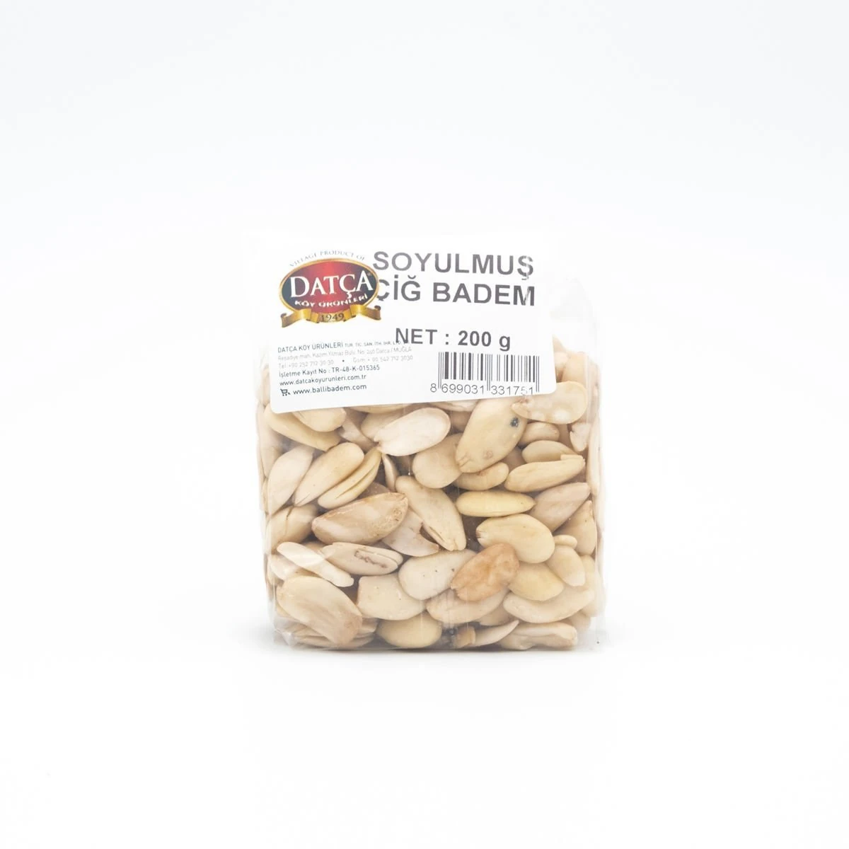 Soyulmuş Çiğ Badem 200 Gr