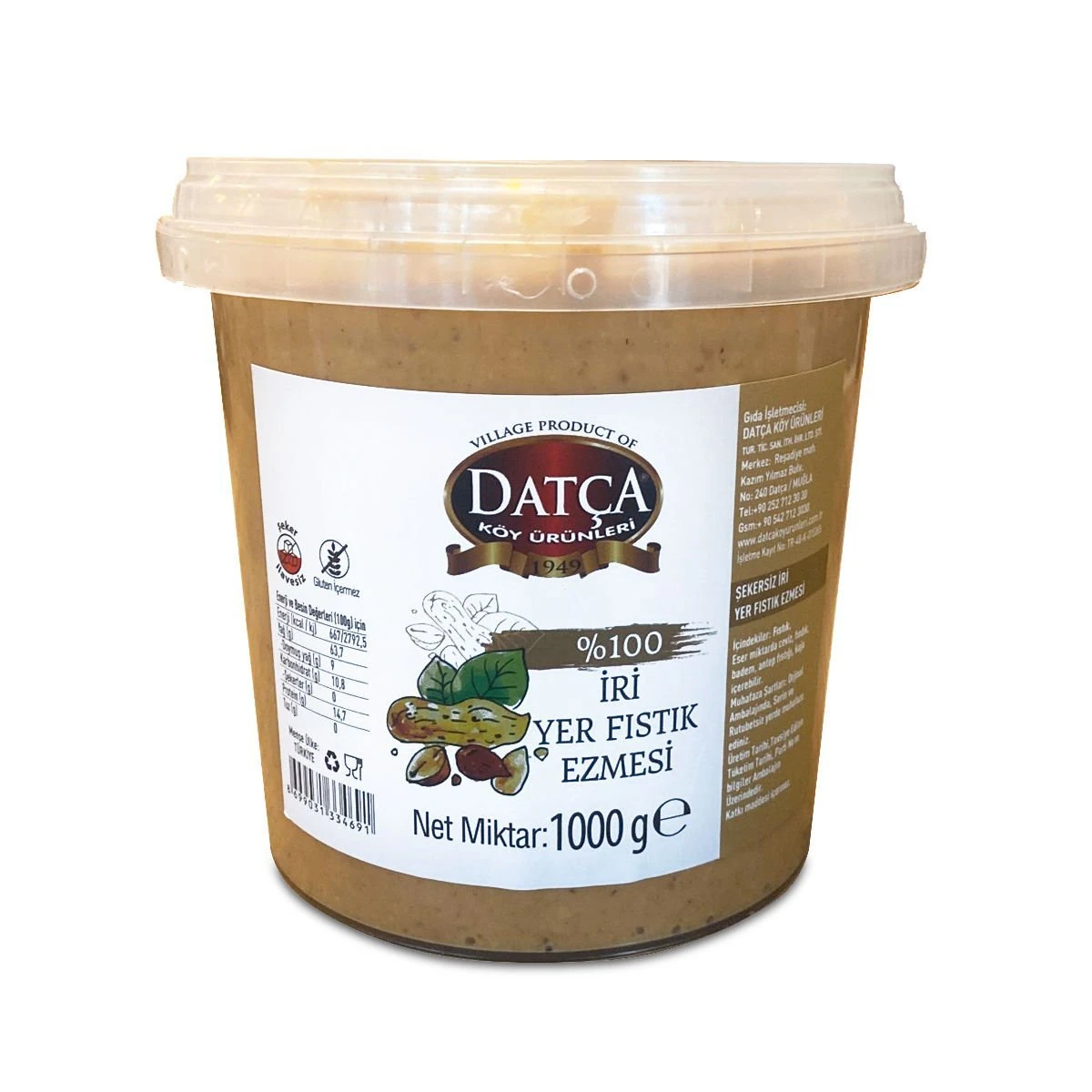 %100 Şekersiz İri Yerfıstık Ezmesi 1000 G