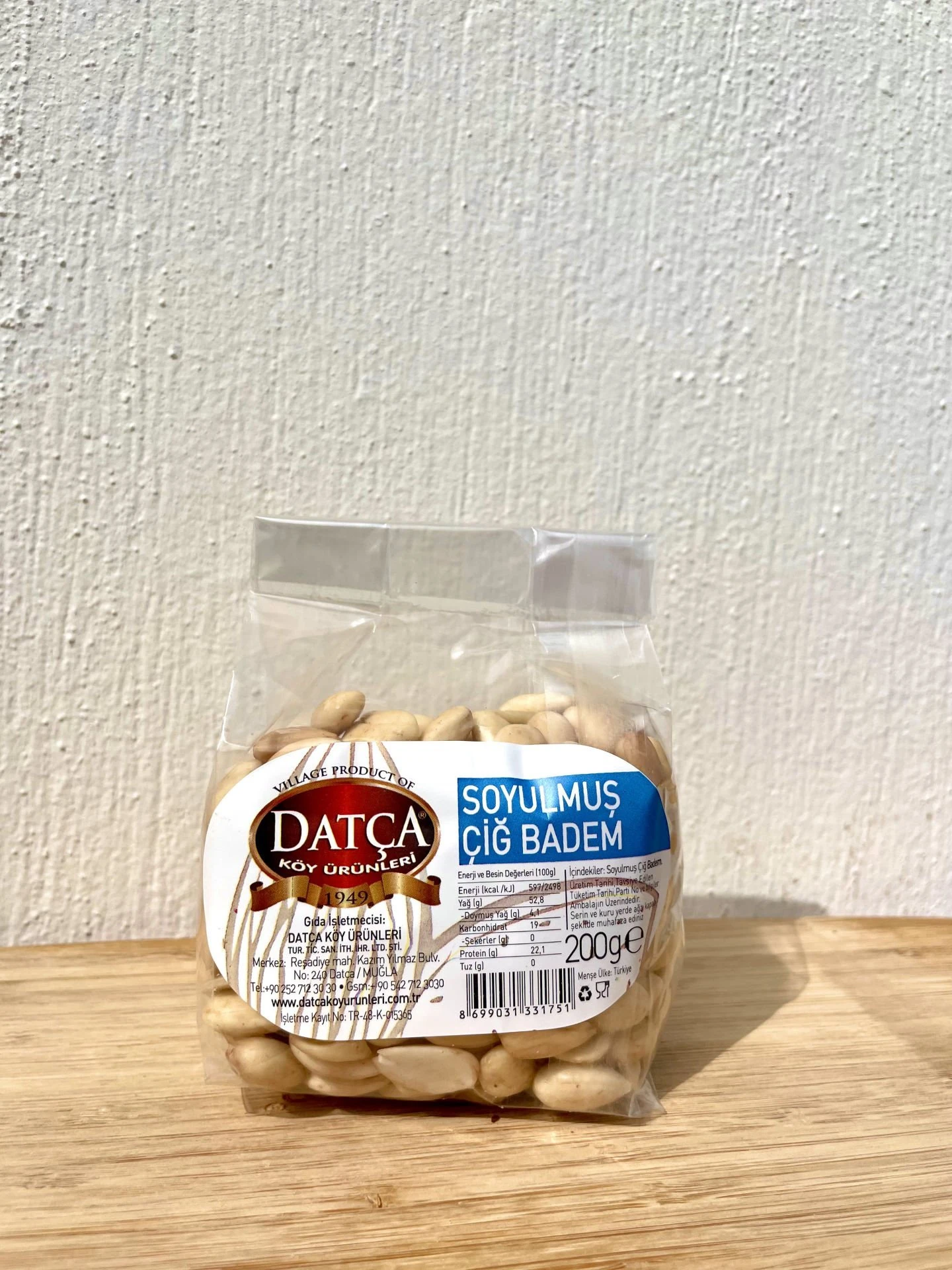 Soyulmuş Çiğ Badem 200 Gr