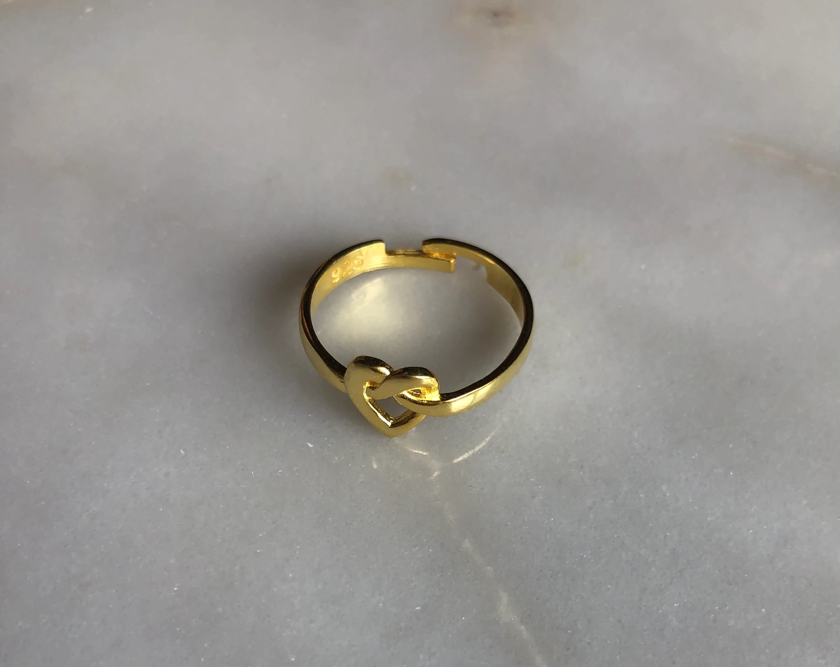 925 Ayar Gümüş Kalp Yüzük-Gold