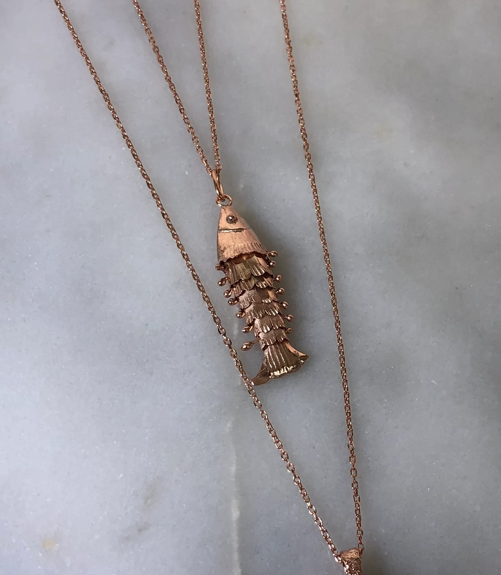 925 Ayar Gümüş Balık Kolye-Rose