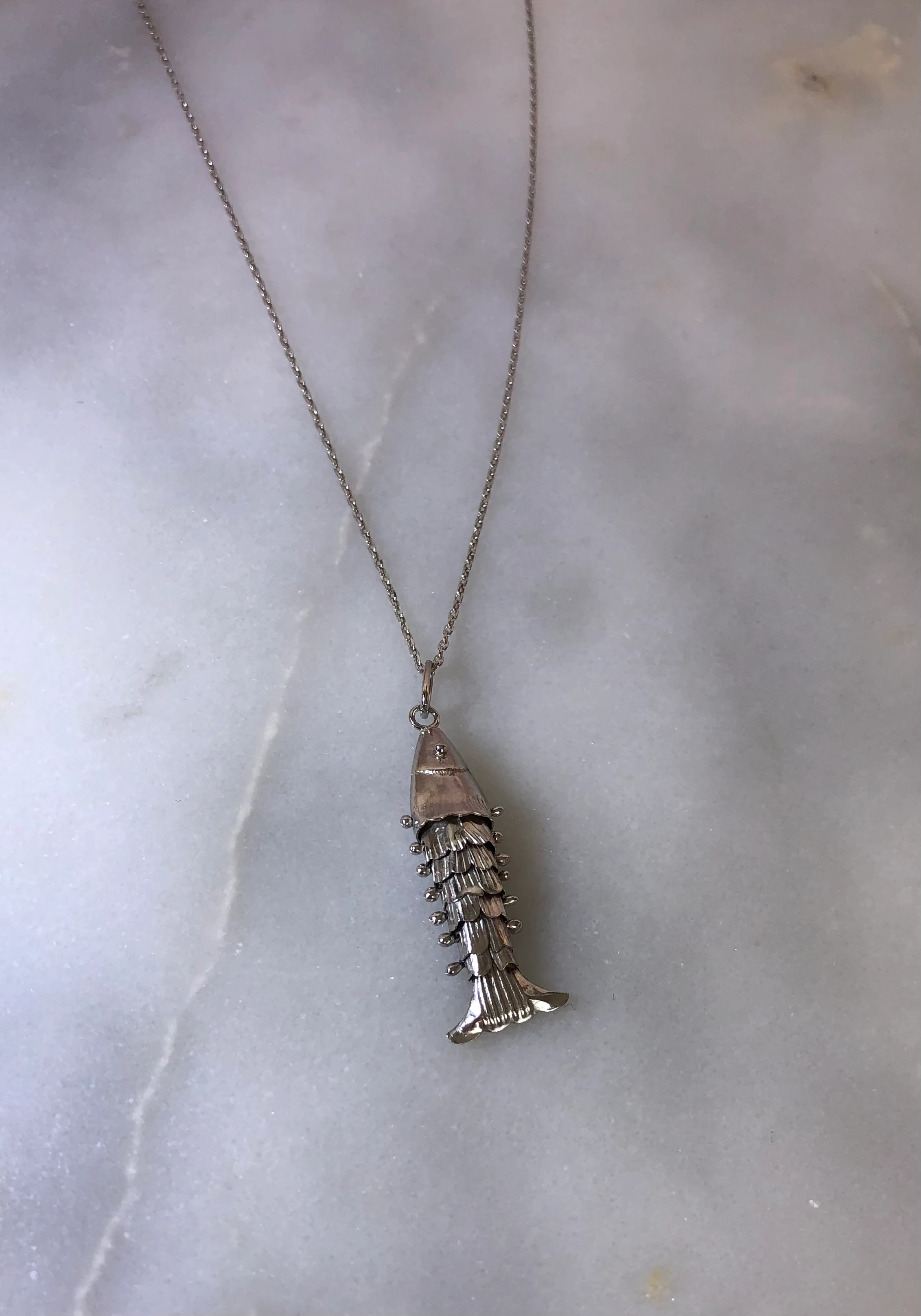 925 Ayar Gümüş Balık Kolye-Gümüş