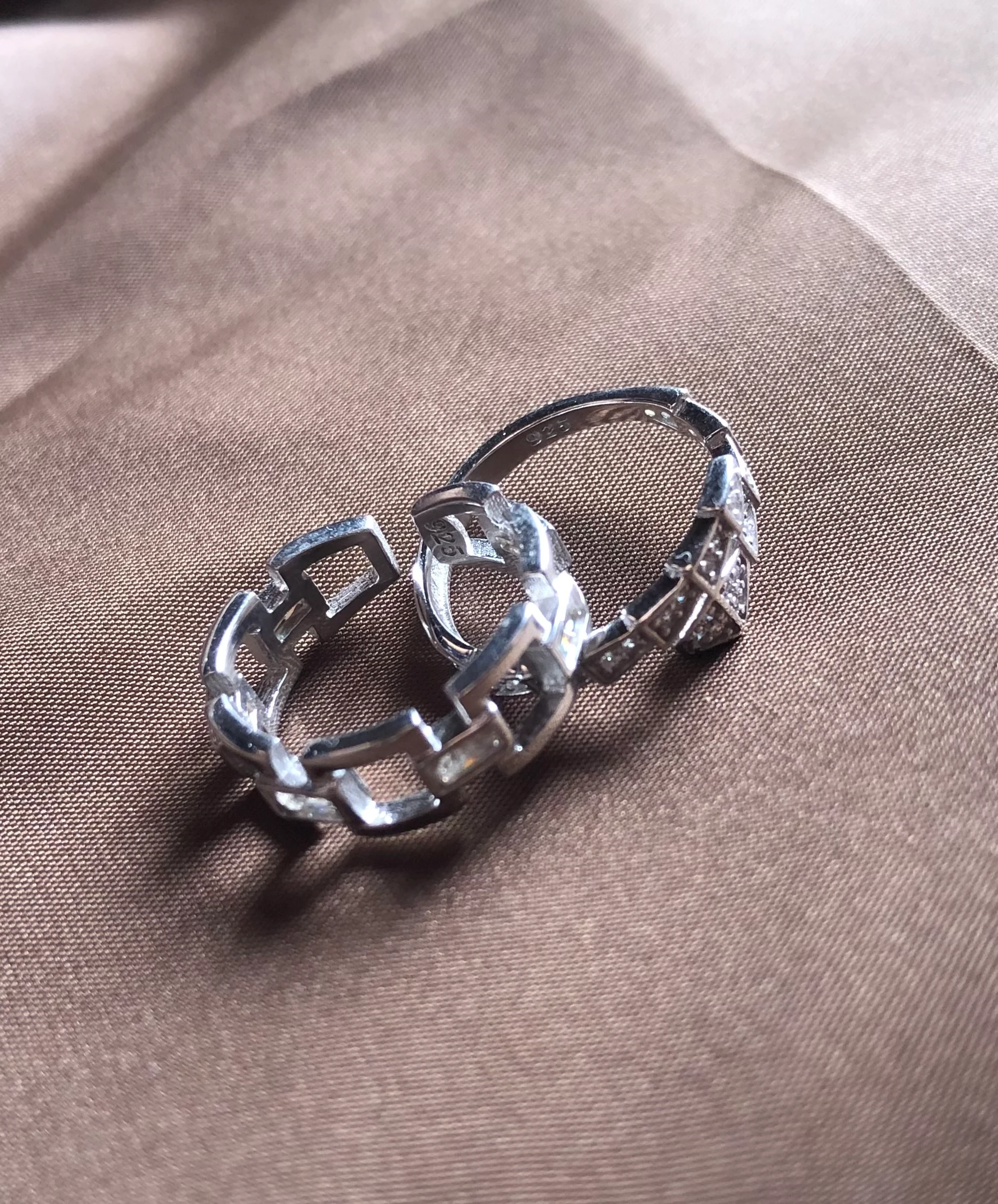 925 Ayar Gümüş Baget Zincir Yüzük-Gümüş