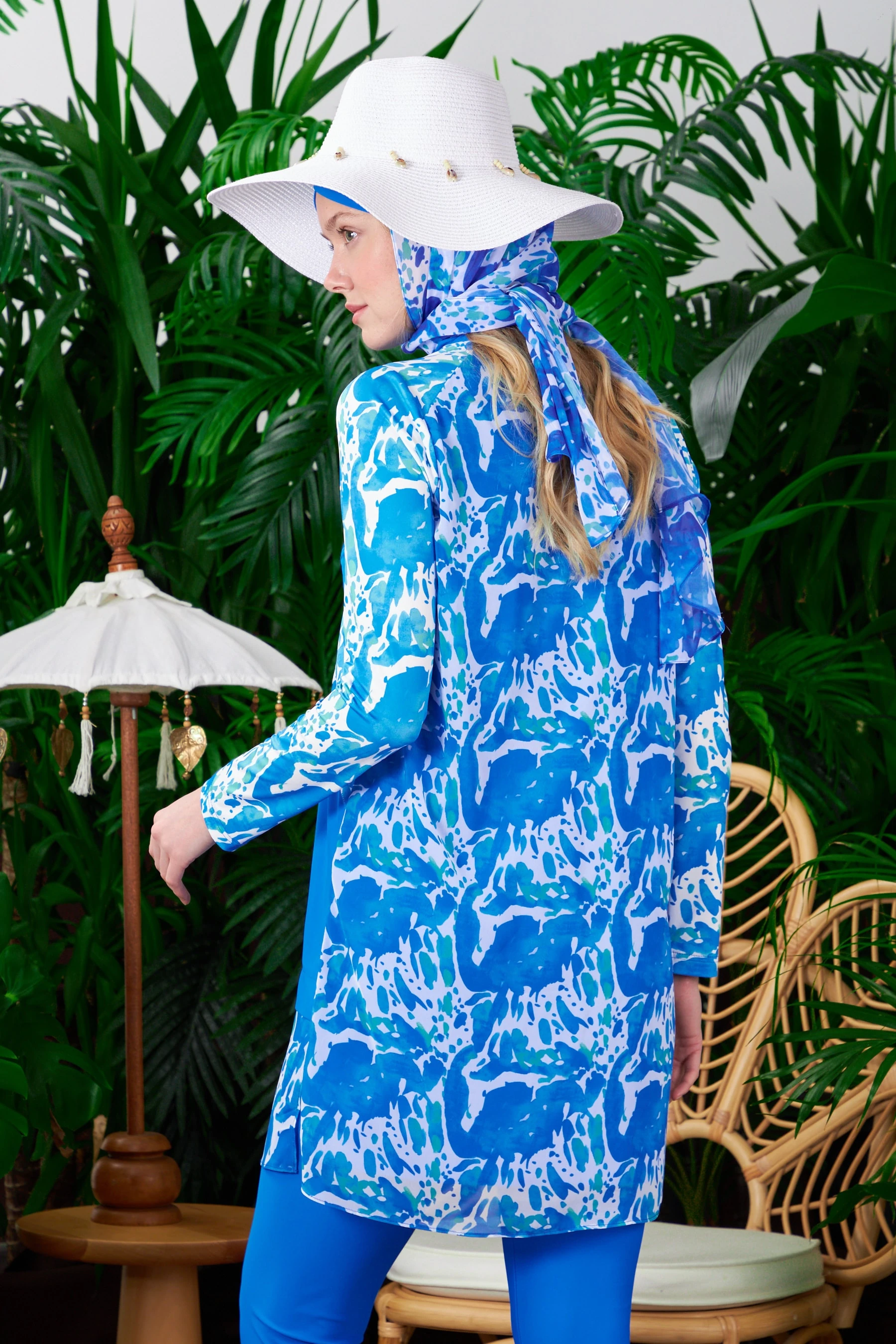 Desenli Şifon Tesettür Mayo