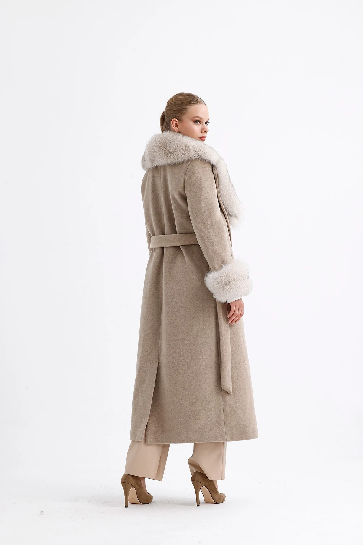 Kürk Detaylı Max Boy Kaşmir Kaban