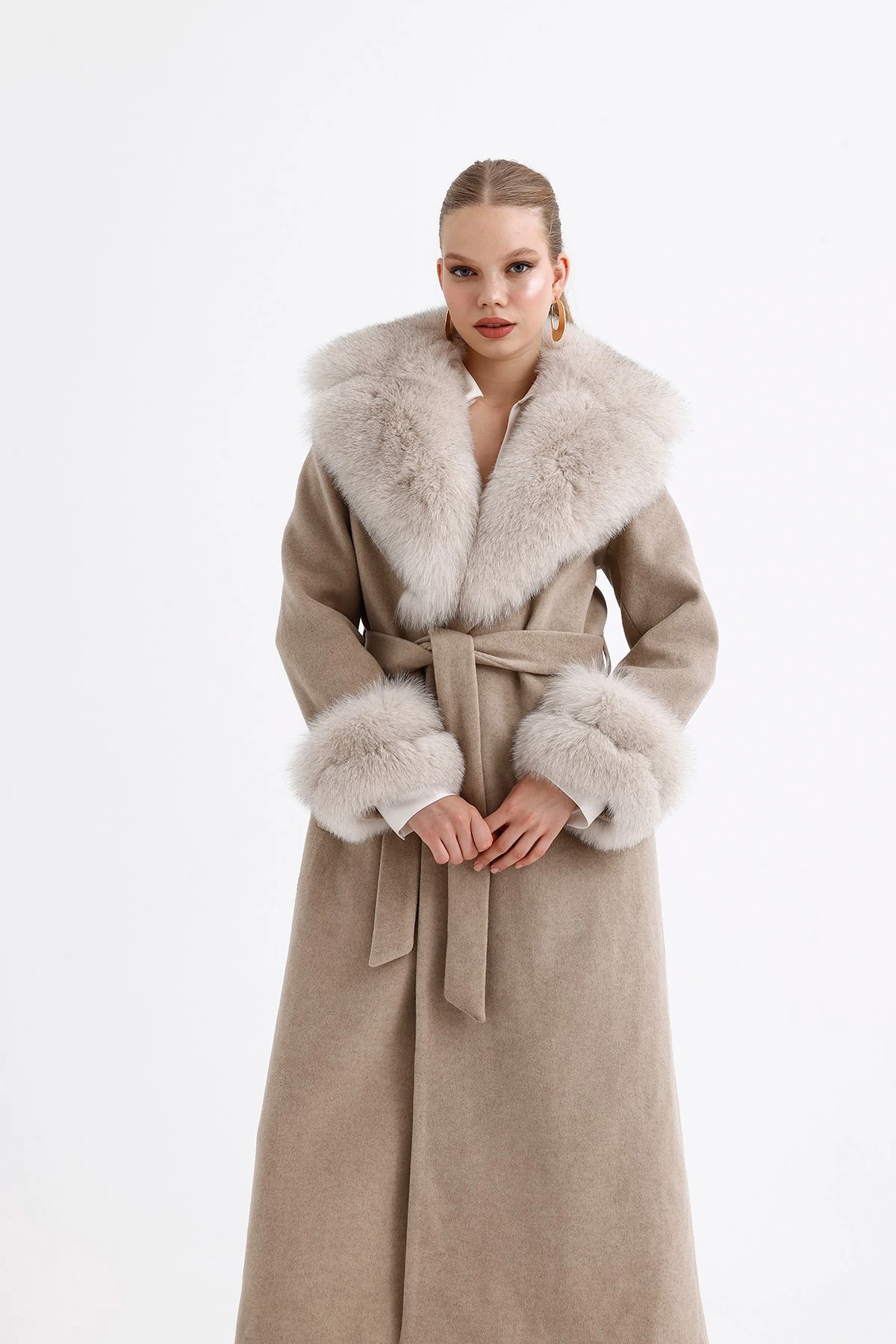 Kürk Detaylı Max Boy Kaşmir Kaban