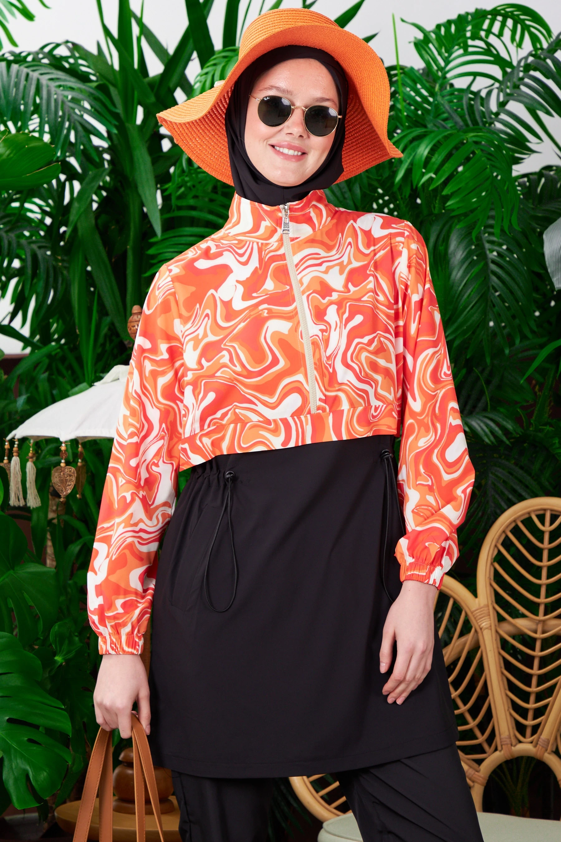 Girdap Desenli Tesettür Mayo