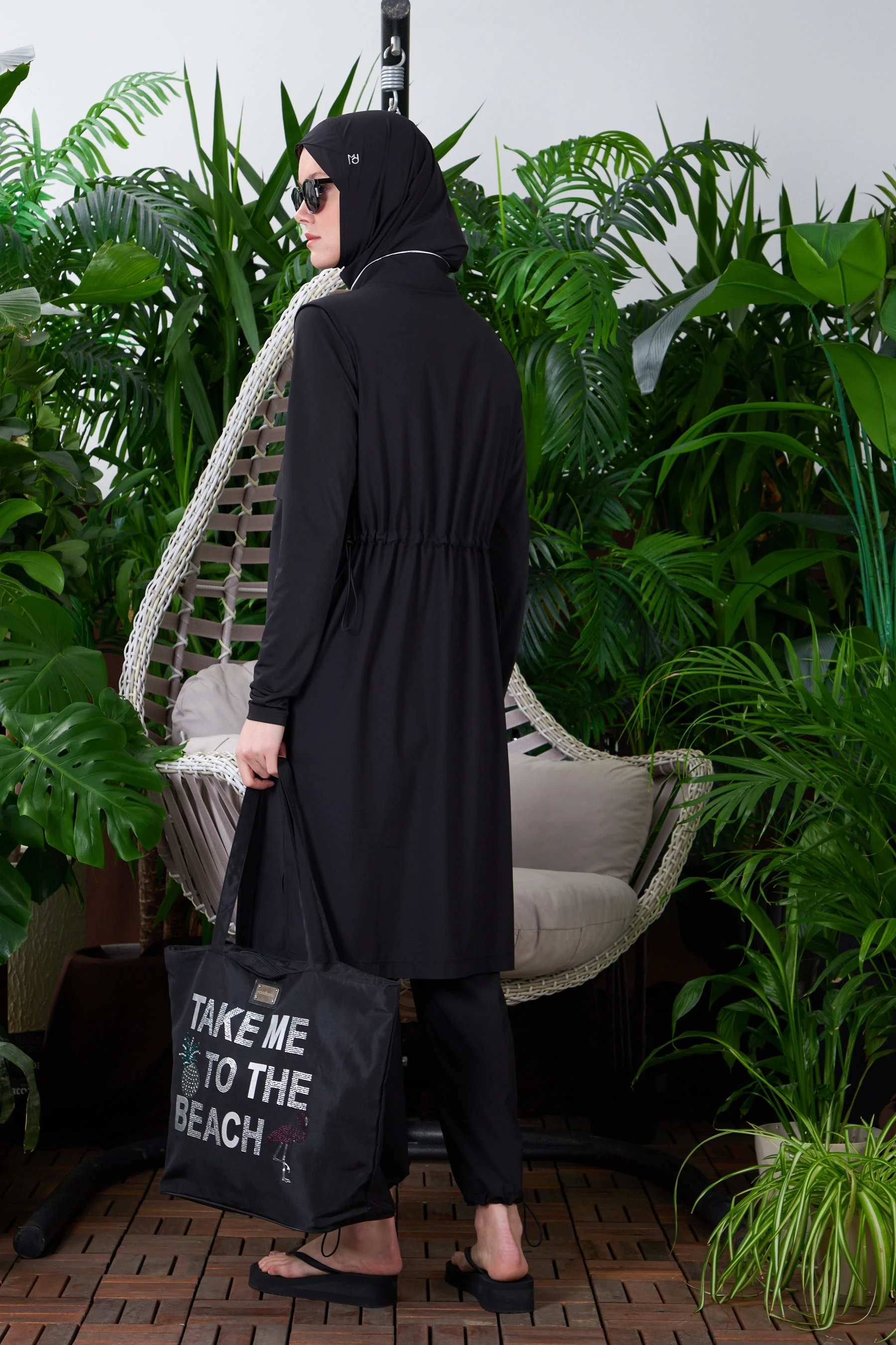 Gümüş Şeritli Tesettür Mayo