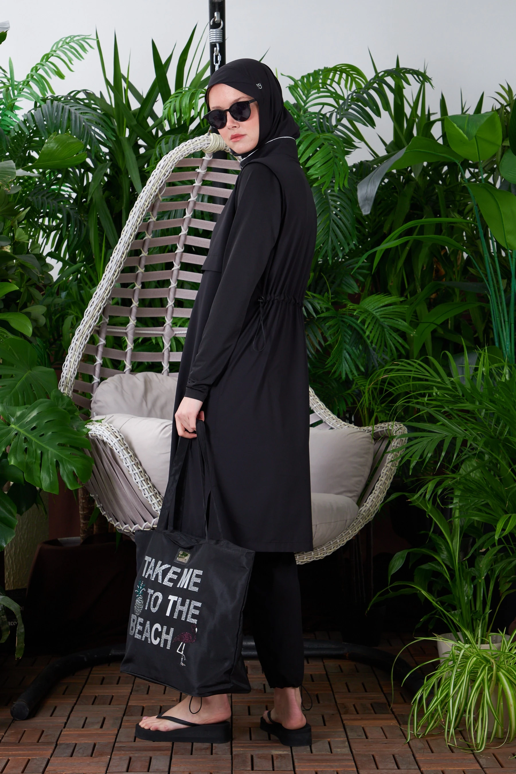 Gümüş Şeritli Tesettür Mayo