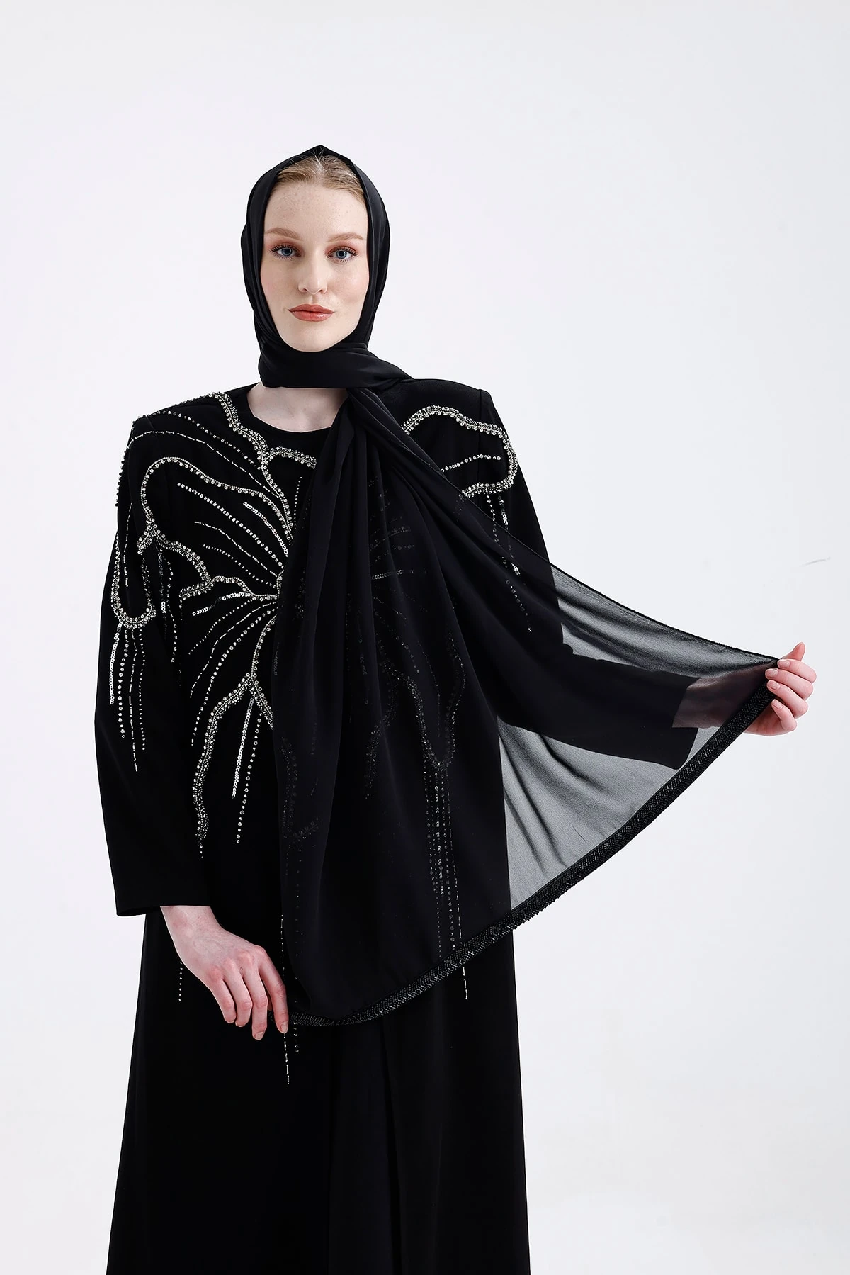 Taş Şeritli Krep Şal