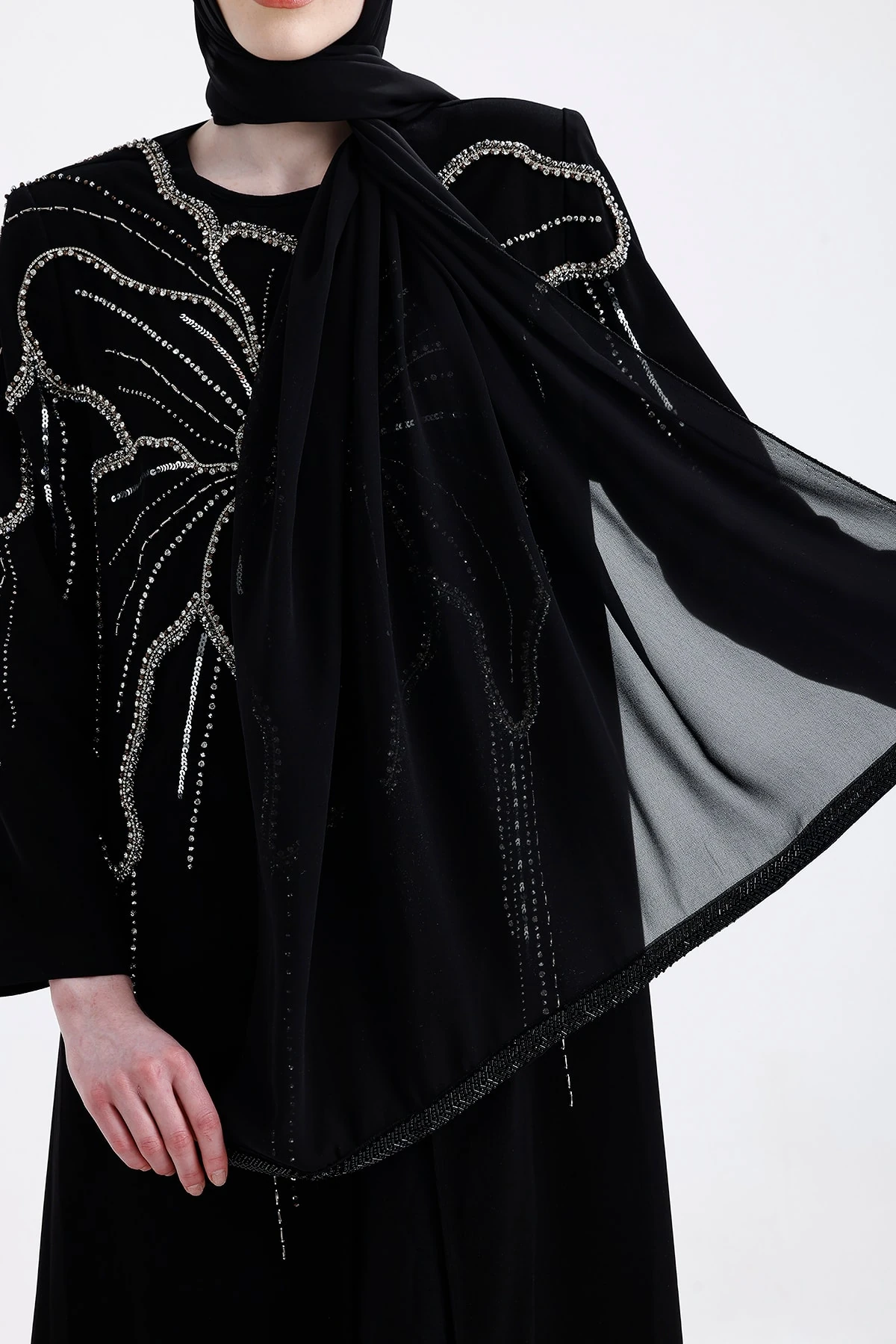 Taş Şeritli Krep Şal