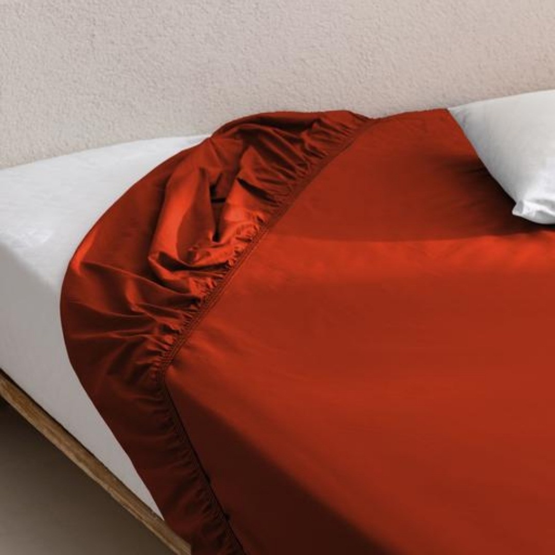 Çift kişilik 100x200 Lastikli Çarşaf - Kiremit
