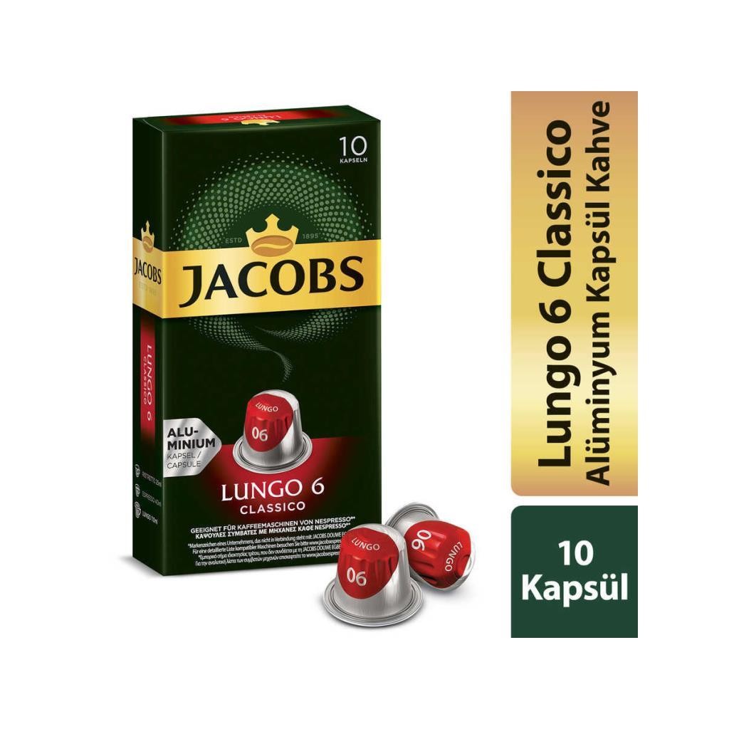 Jacobs Lungo 6 Classico Nespresso Uyumlu Kapsül Kahve 10'lu