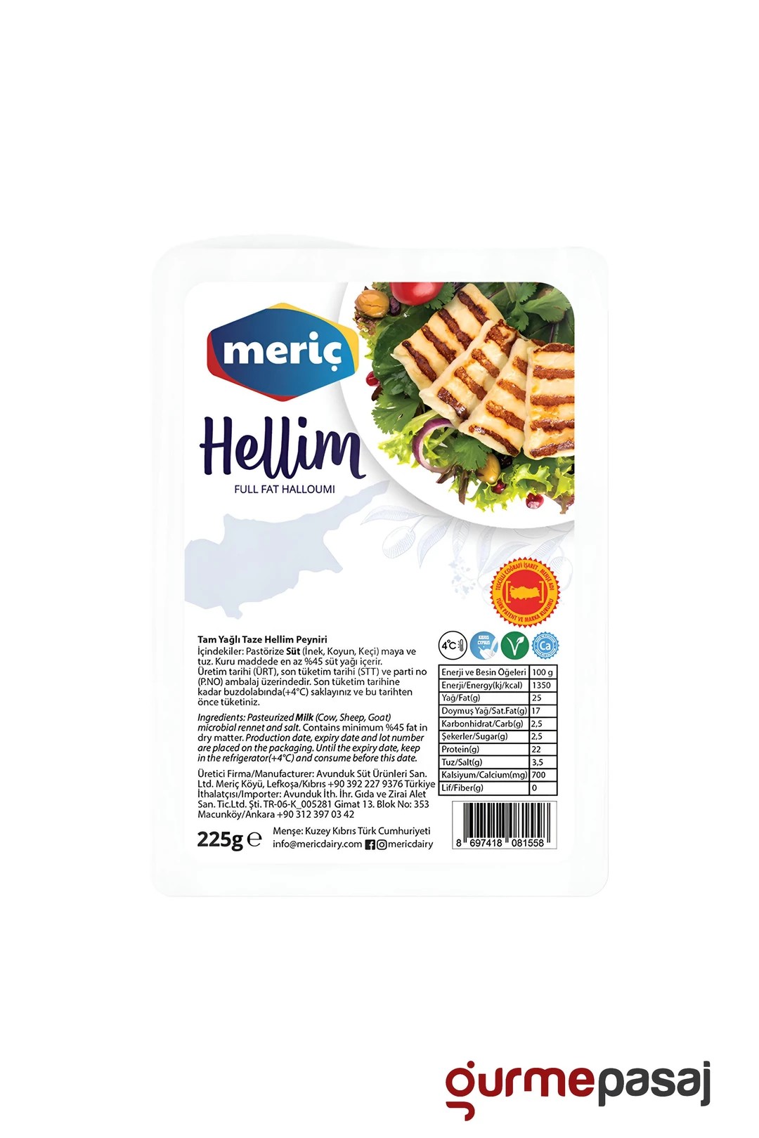 Meriç Hellim Peyniri 225 G x 48 Adet (Koli)