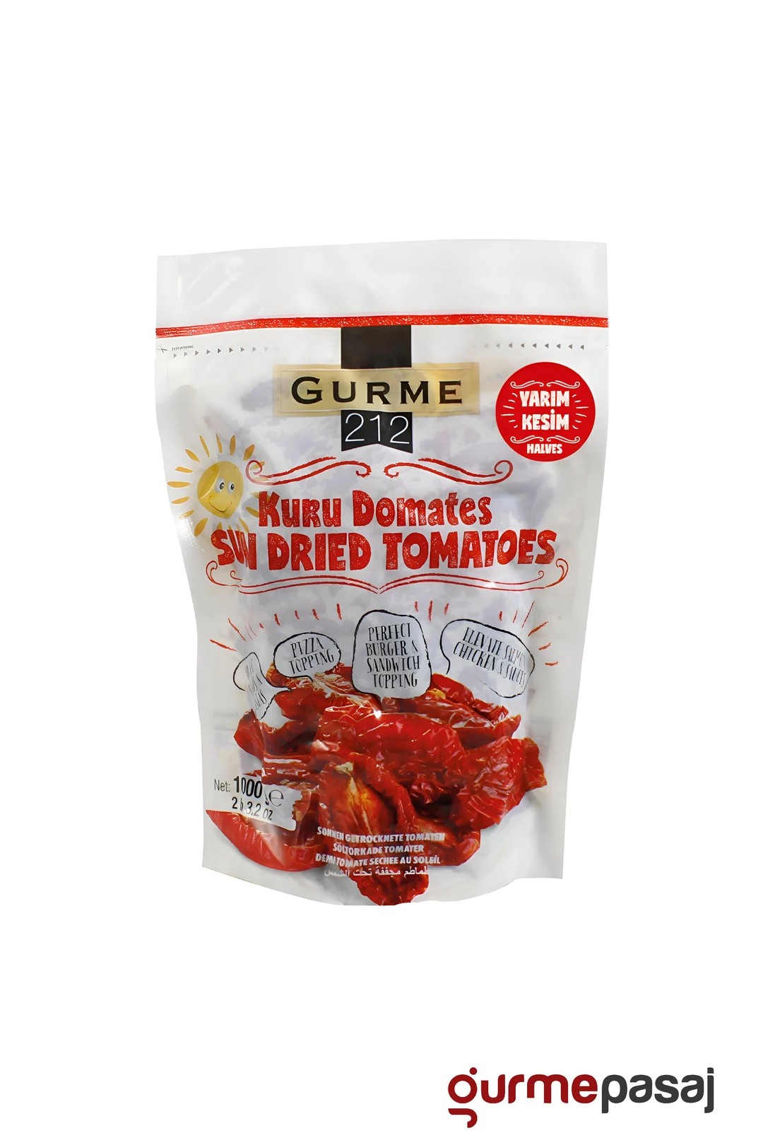 Gurme 212 Kurutulmuş Domates Yarım Kesim 1 KG x 12 Adet