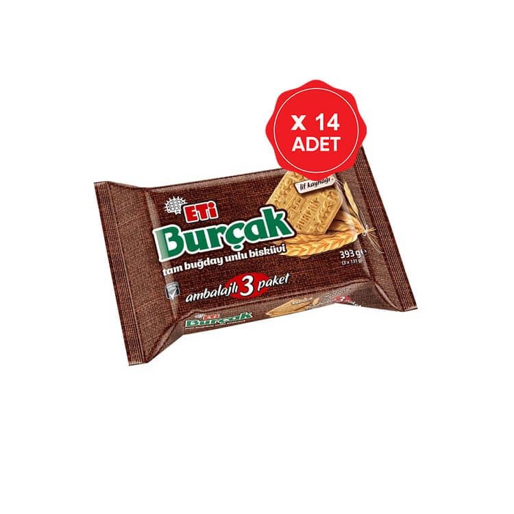 Eti Burçak Biskuvi 3'lü 393 Gr x 14 Adet (Koli)