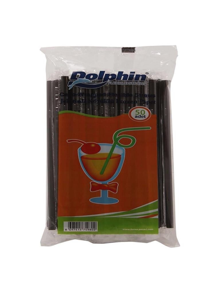 Dolphin Jelatinli Körüklü Frozen Pipet Siyah 23,5cm x 8mm 50li