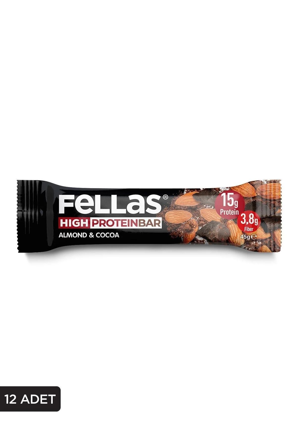 Fellas Yüksek Protein Bar - Bademli ve Kakaolu 45 G x 12 Adet