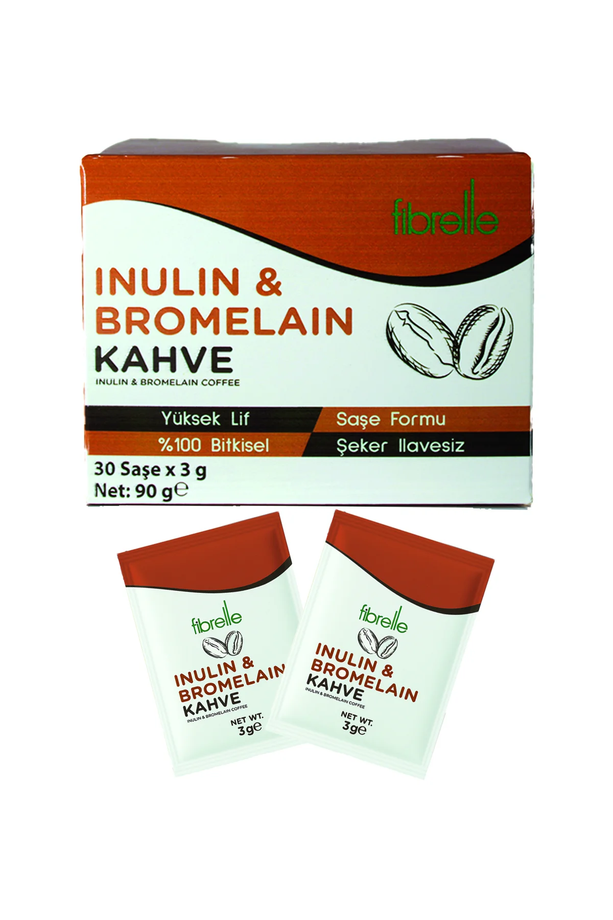 Fibrelle İnülin ve Bromelain Detox Kahve 3 G x 30 Şase 