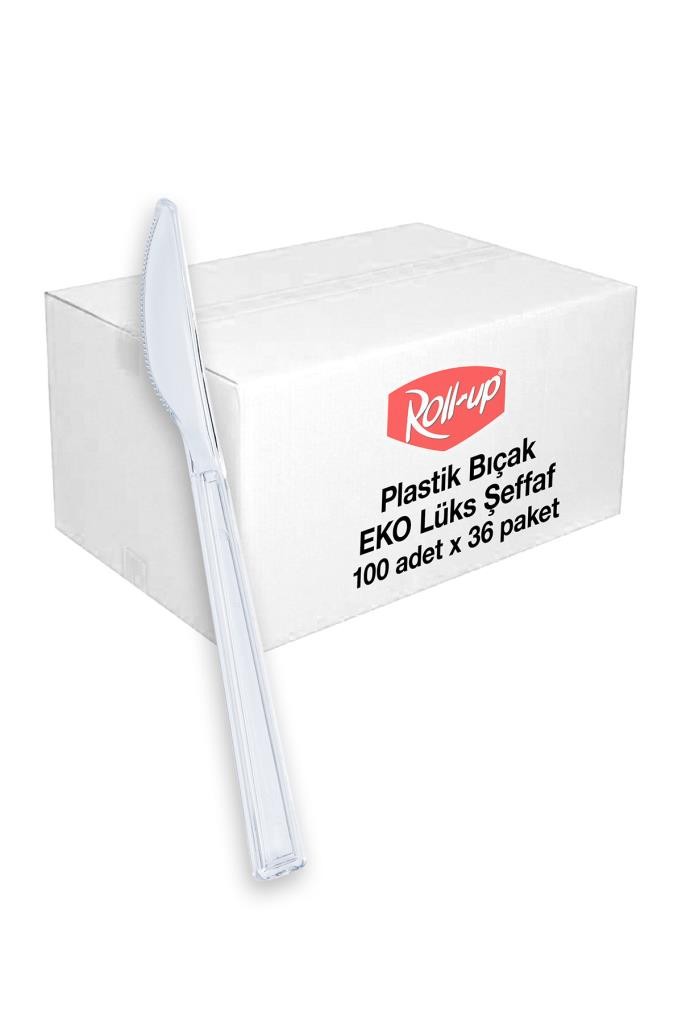 Roll Up Şeffaf Lüks Plastik Bıçak 100'lü