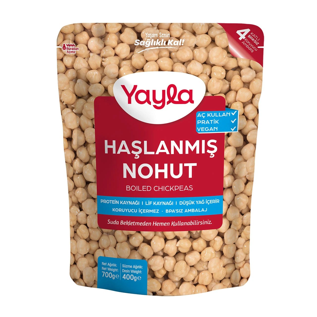 Yayla Haşlanmış Nohut 700 G x 9 Adet (Koli)