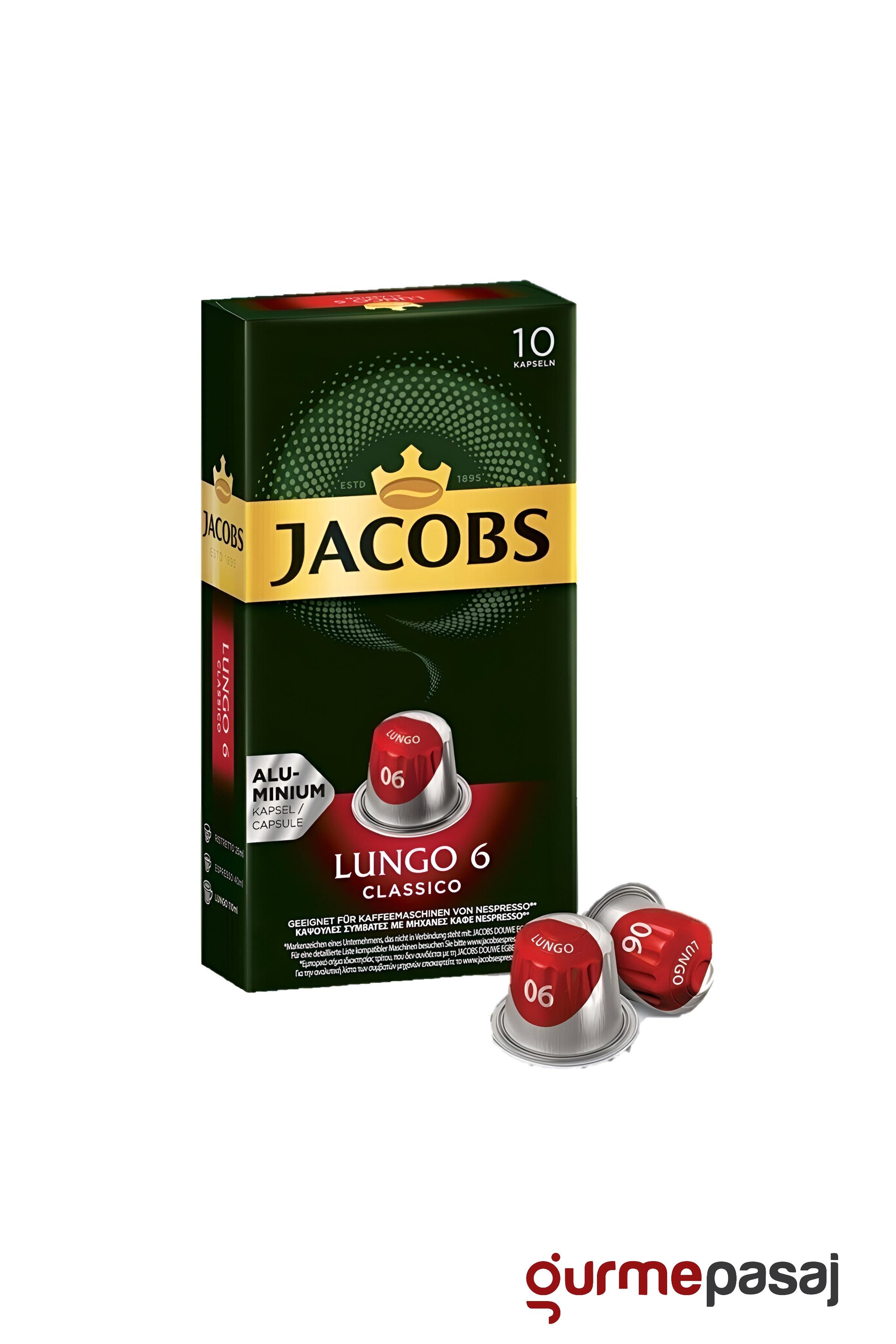 Jacobs Lungo 6 Classico Nespresso Uyumlu Kapsül Kahve 10'lu x 10 Adet