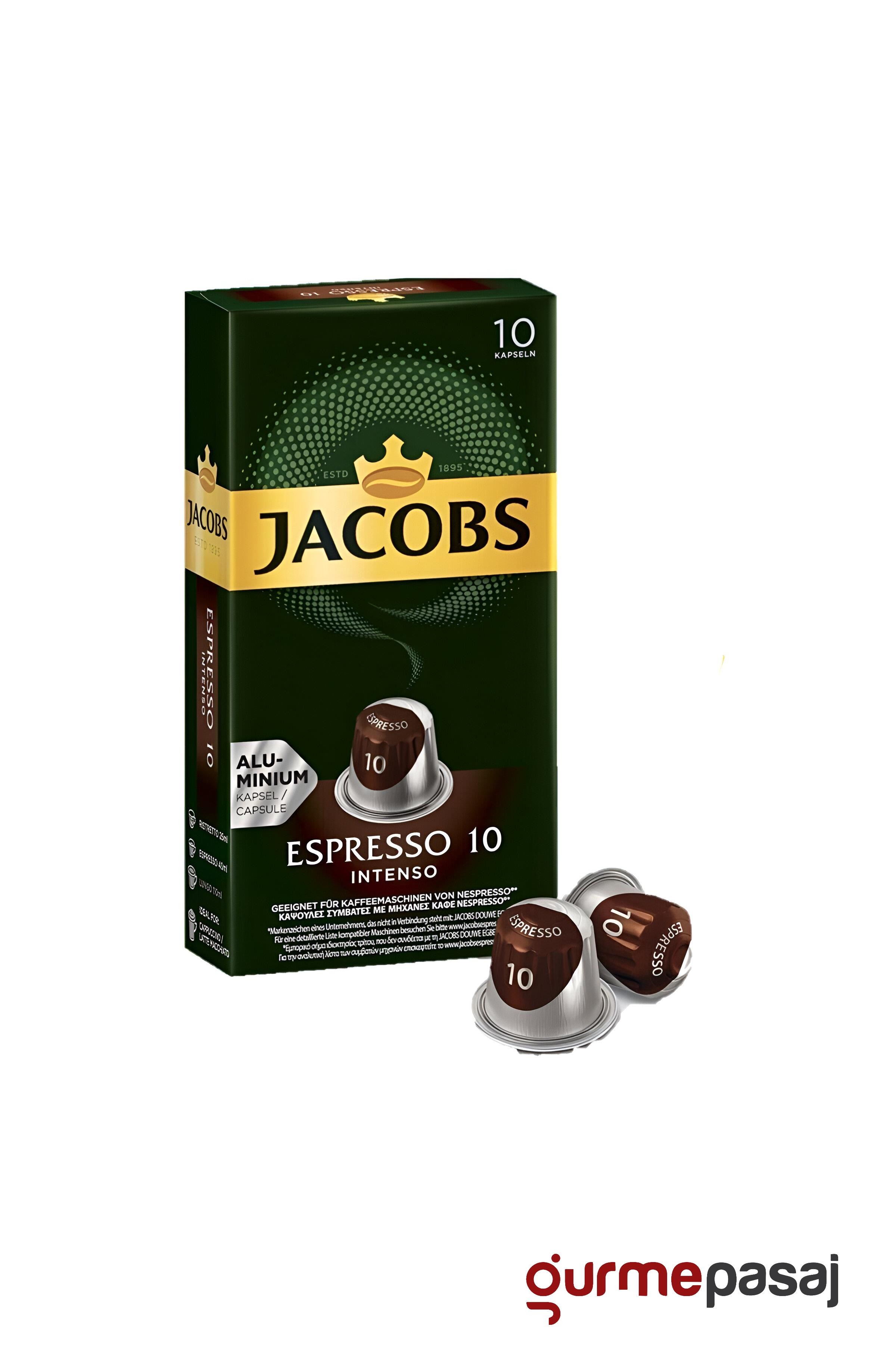 Jacobs Espresso Intenso 10 Nespresso Uyumlu Kapsül Kahve 10'lu x 10 Adet