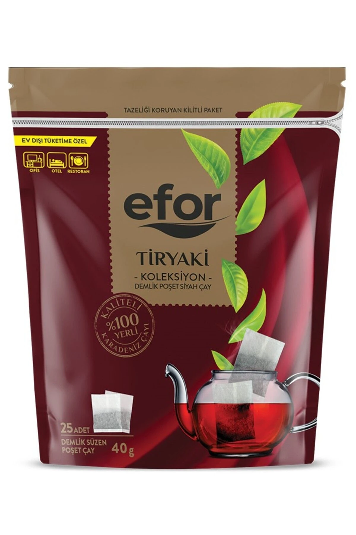 Efor Tiryaki Jumbo Demlik Poşet Siyah Çay 40 G x 25 Adet 