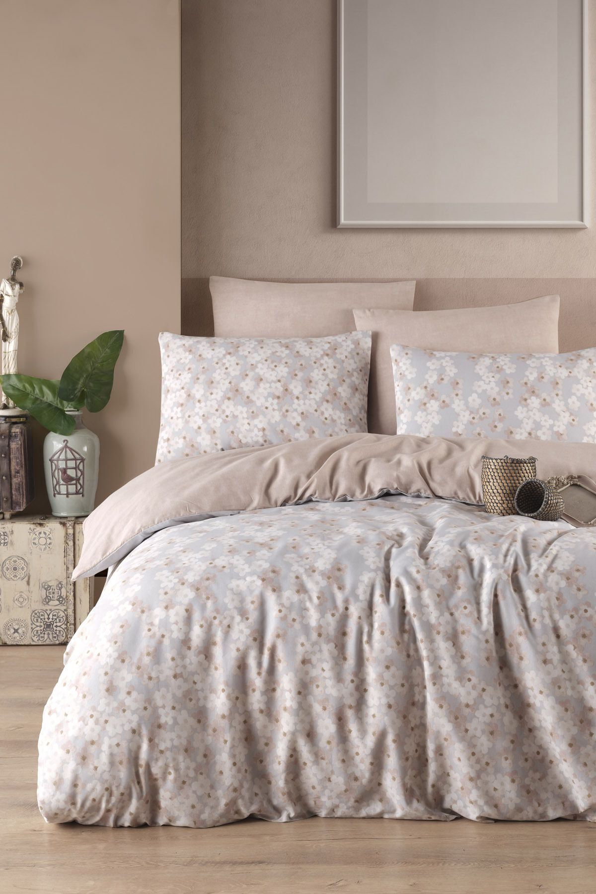 Kolay Ütülenir Nevresim Takımı Çift Kişilik Piti Yaprak Rose