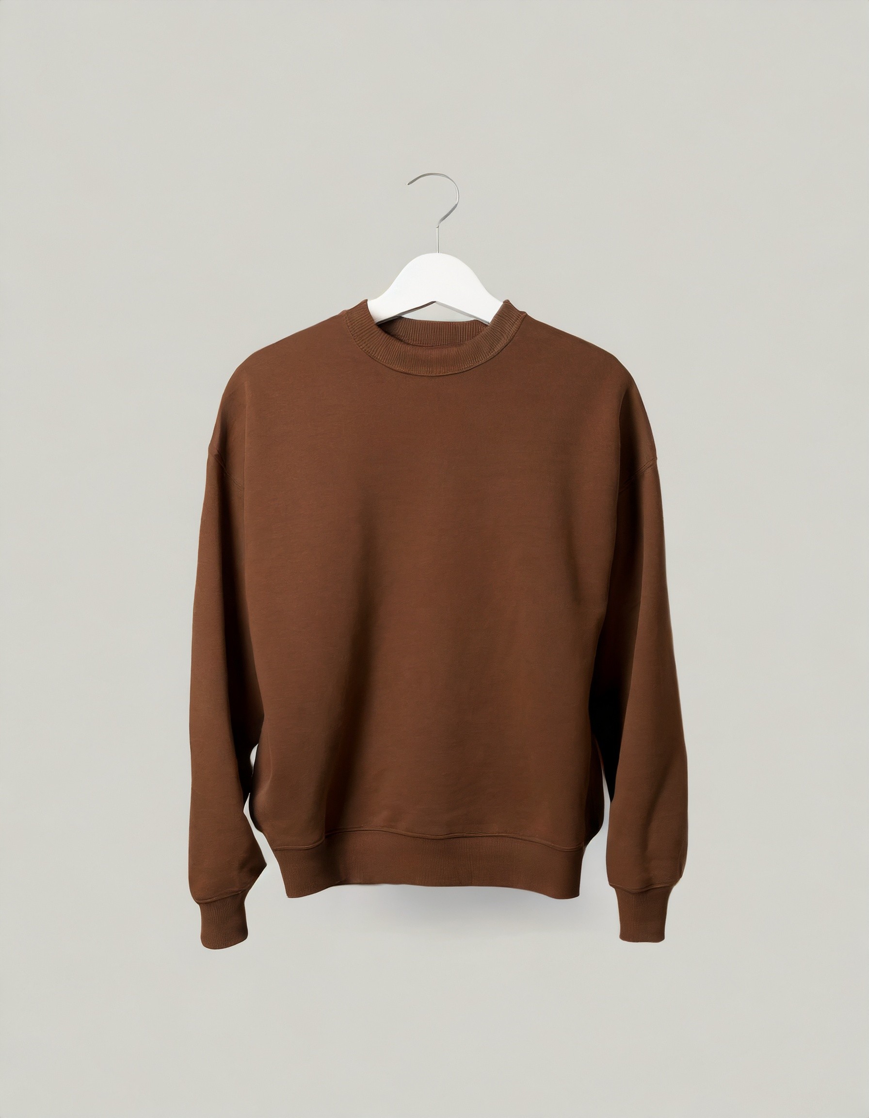 Basic Oversize Unisex Sweatshirt - Kahverengi