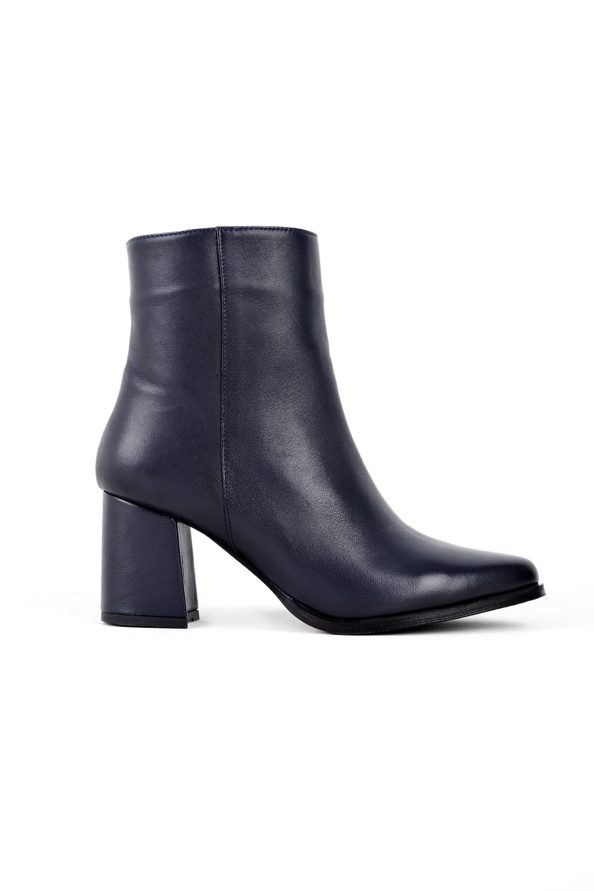 Lally Kadın Hakiki Deri Fermuarlı Topuklu Bot