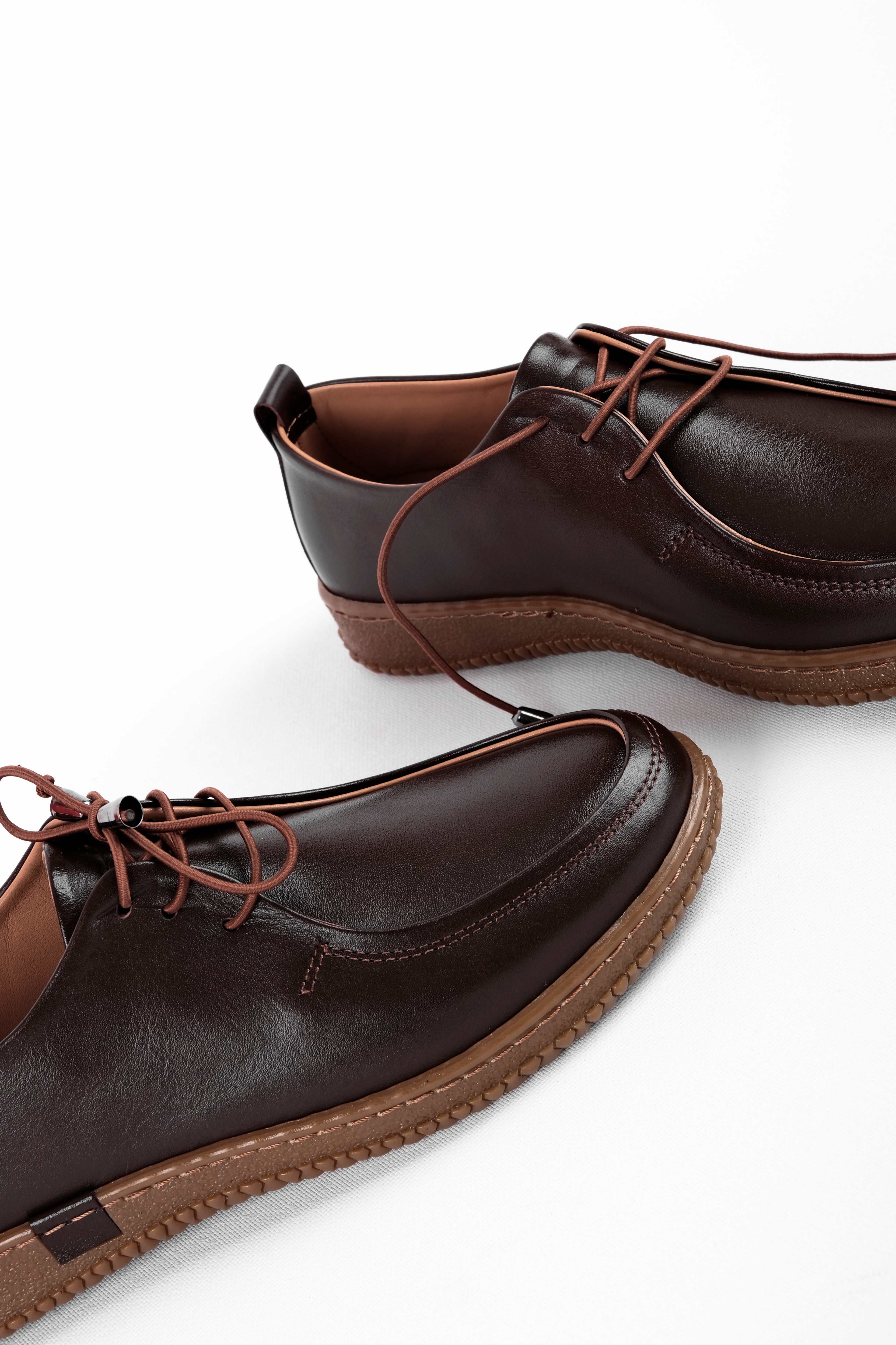 Affect Kadın Hakiki Deri Lastik Bağcıklı Dikiş Detaylı Loafer Ayakkabu 4270 - KAHVERENGİ